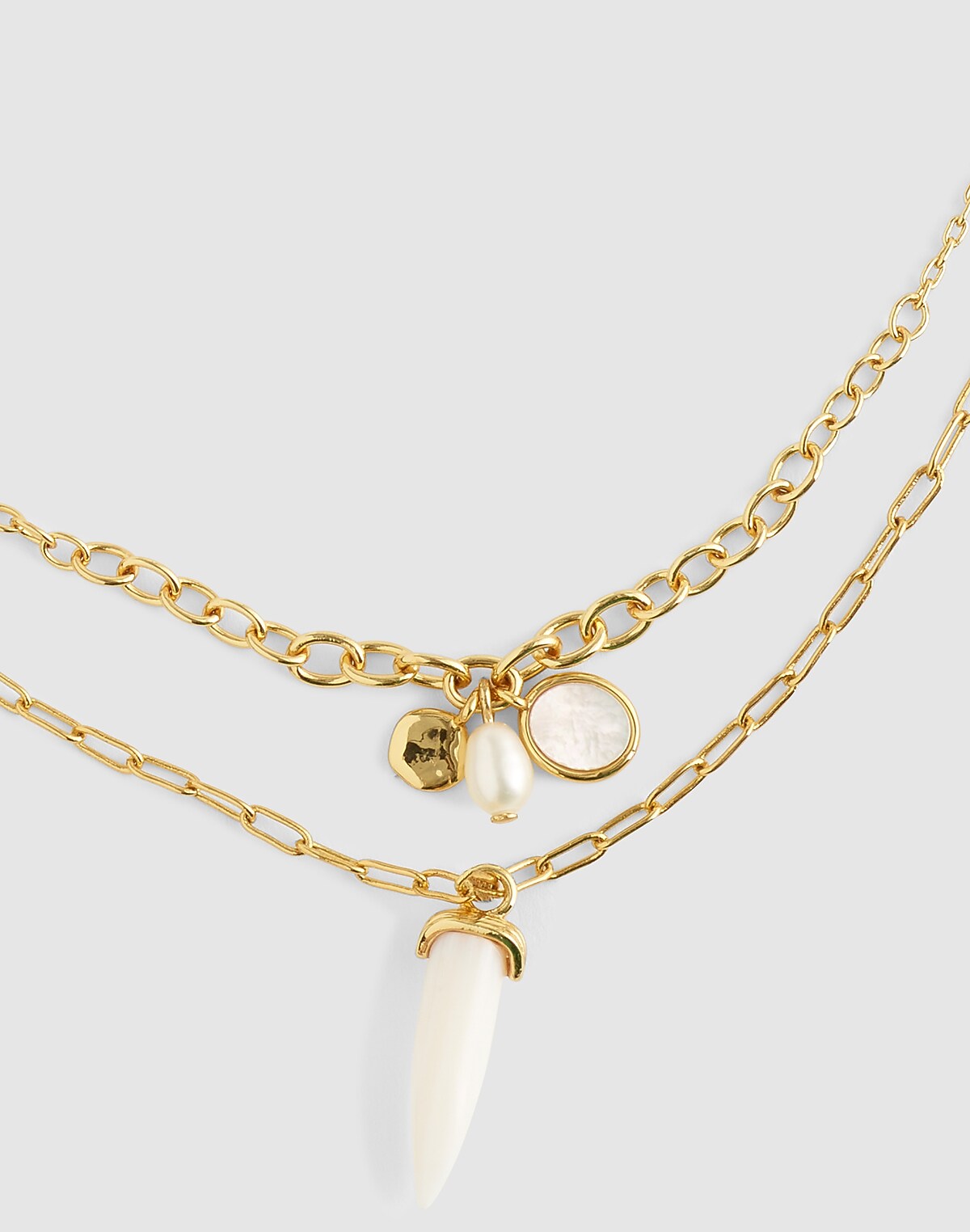 Mother-of-Pearl Horn Necklace Set