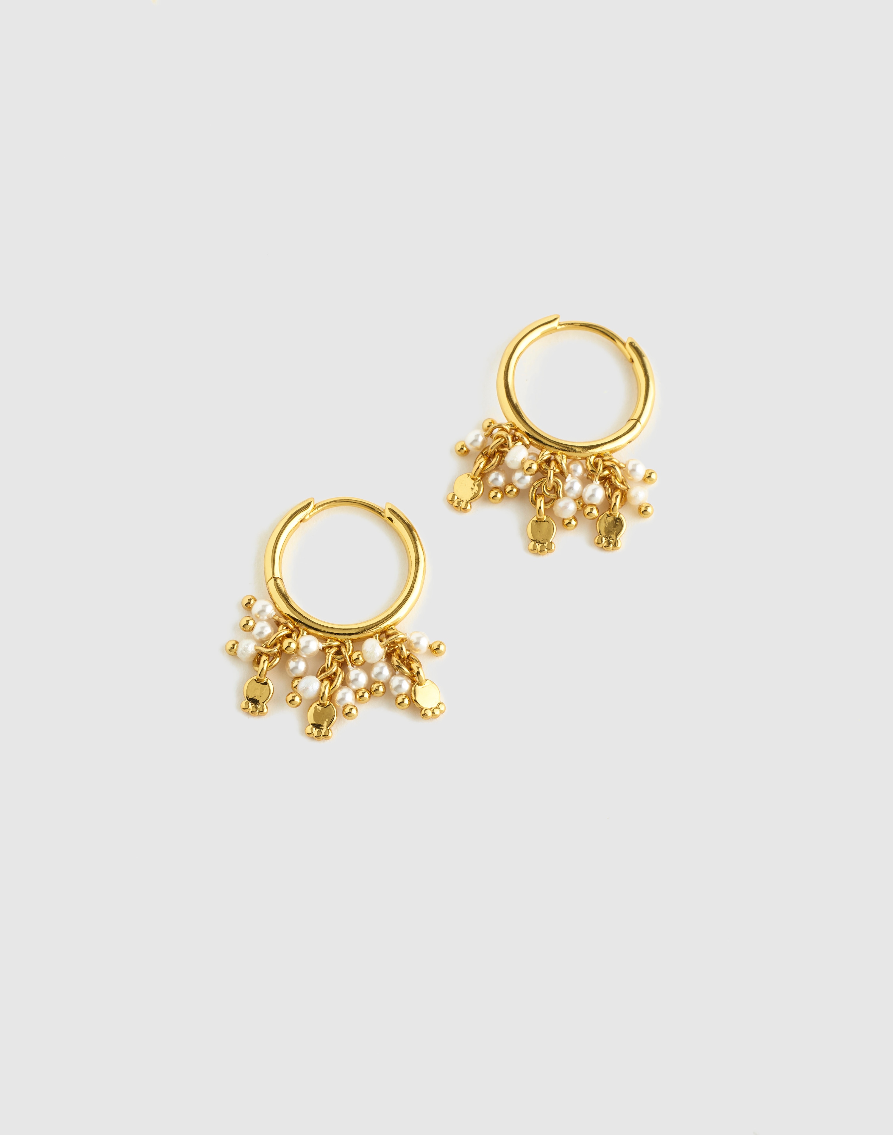 freshwater pearl cluster small hoop earrings