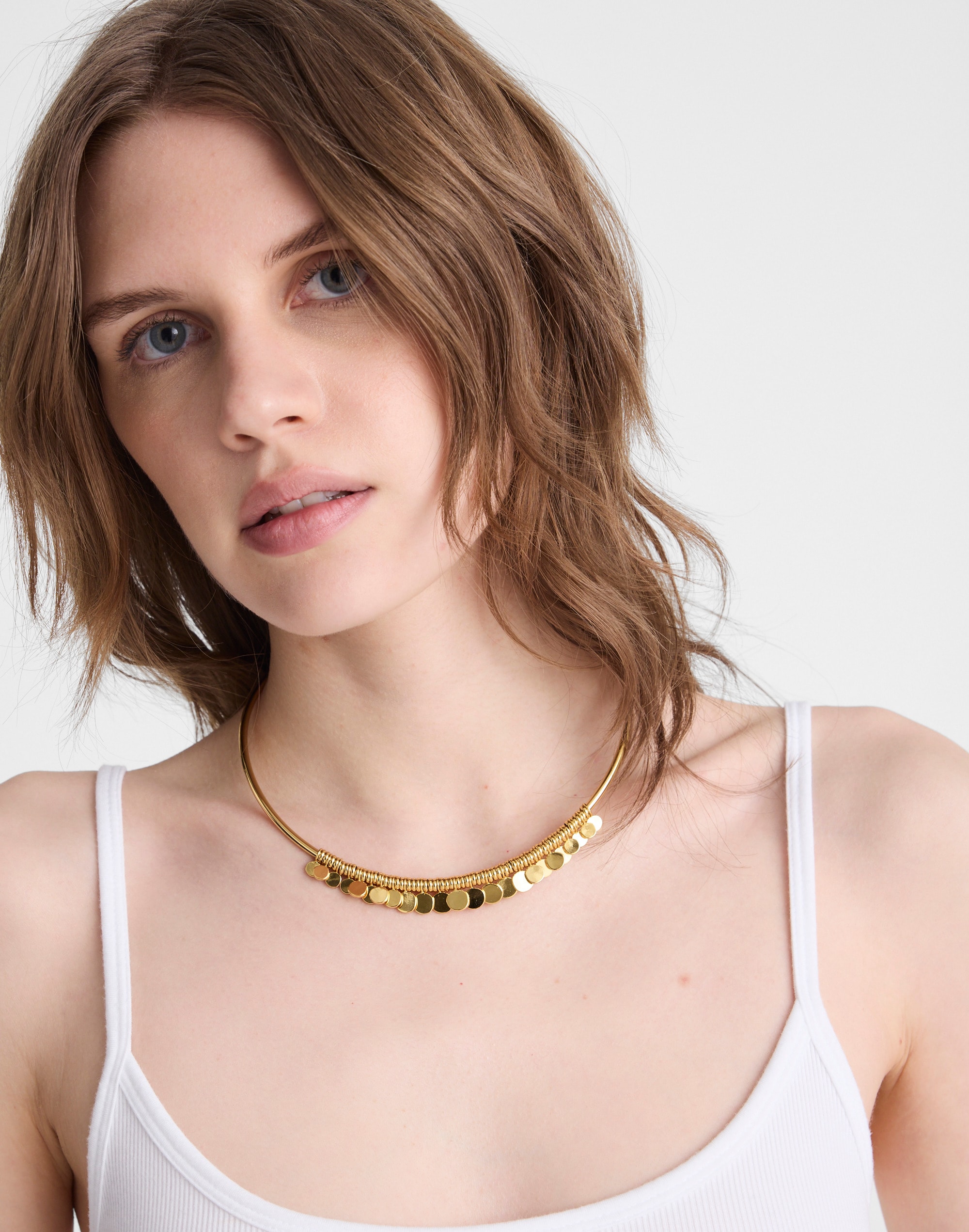 Coin Cluster Wire Choker Necklace