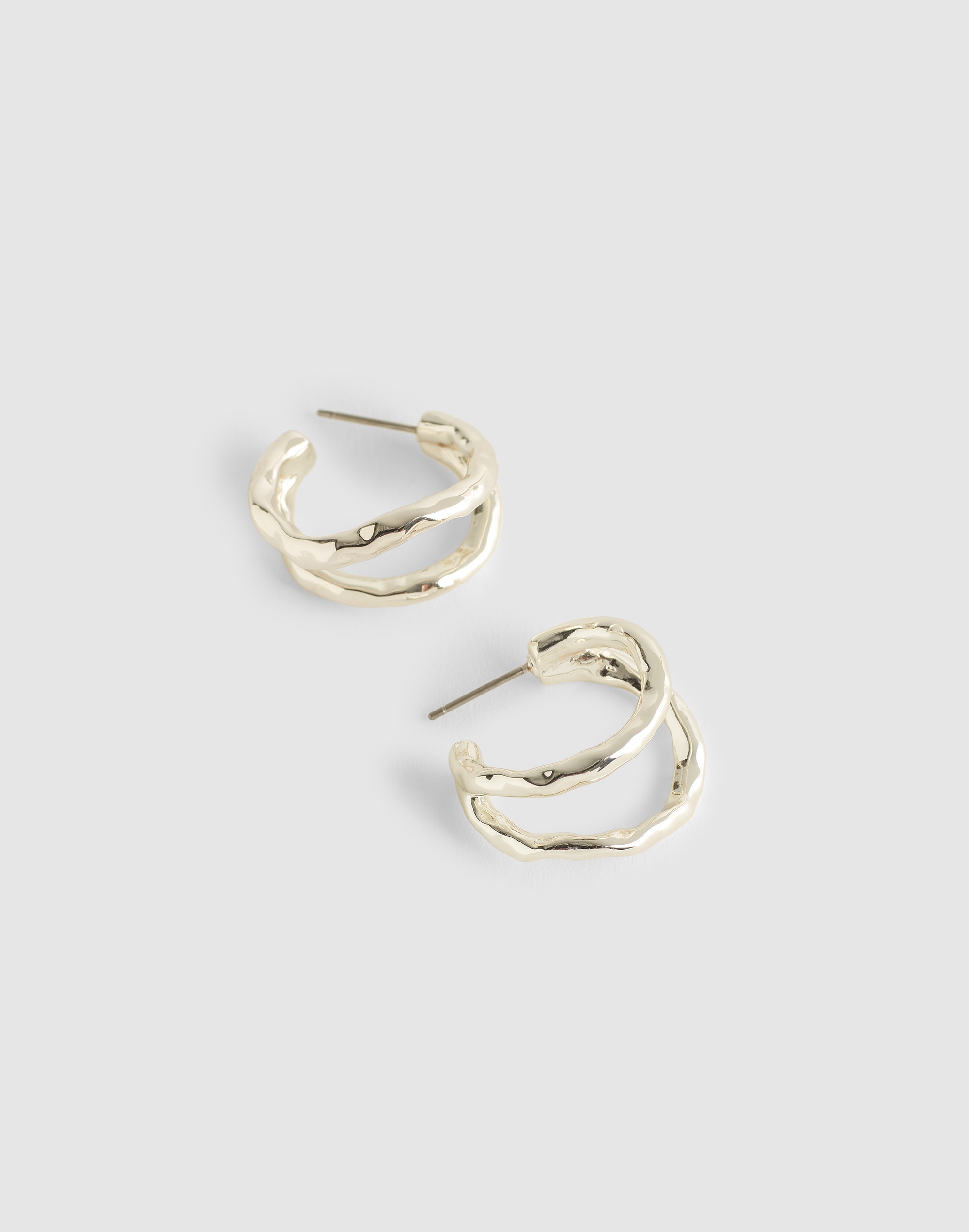 hammered sculptural double-hoop earrings