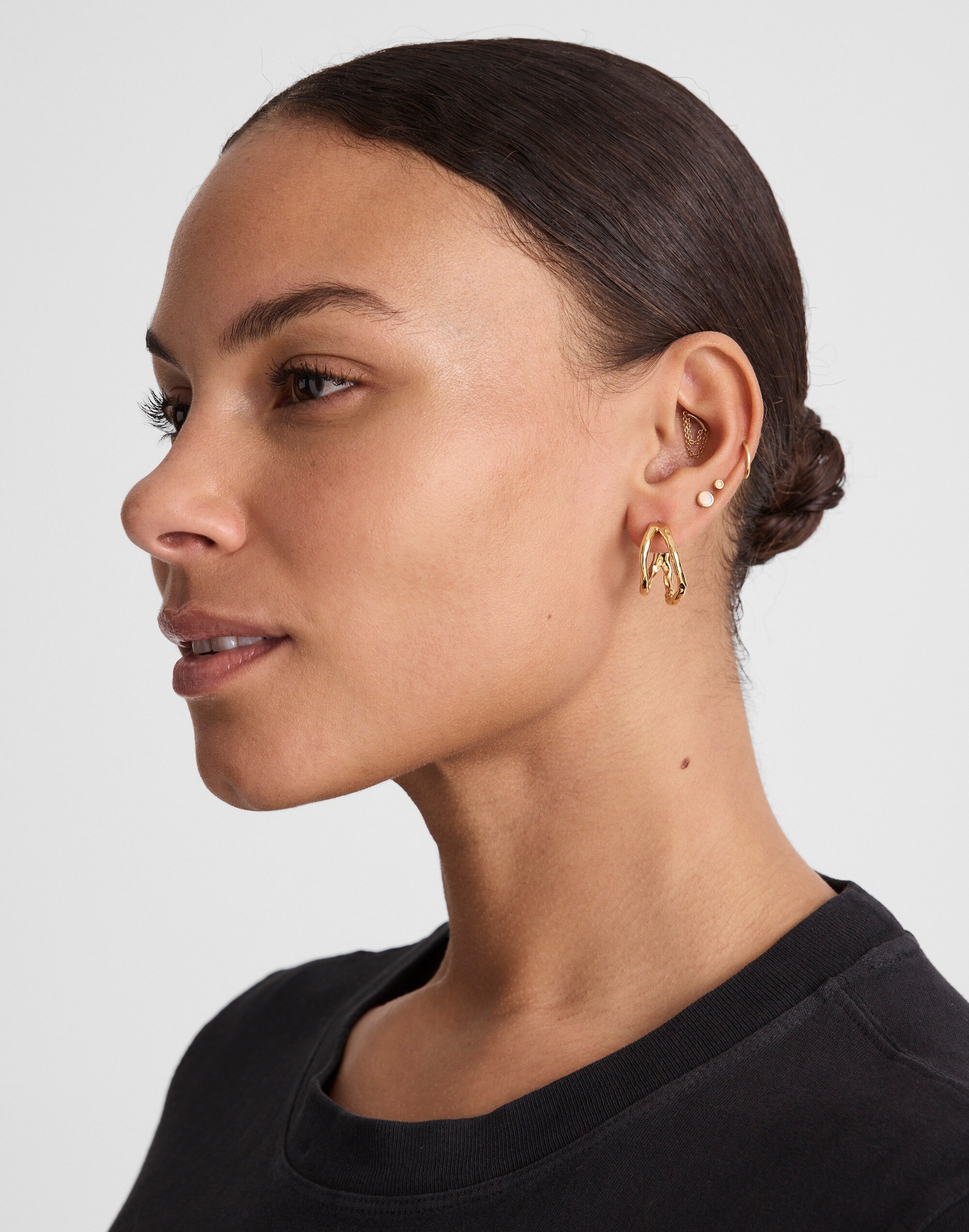 Hammered Sculptural Double-Hoop Earrings