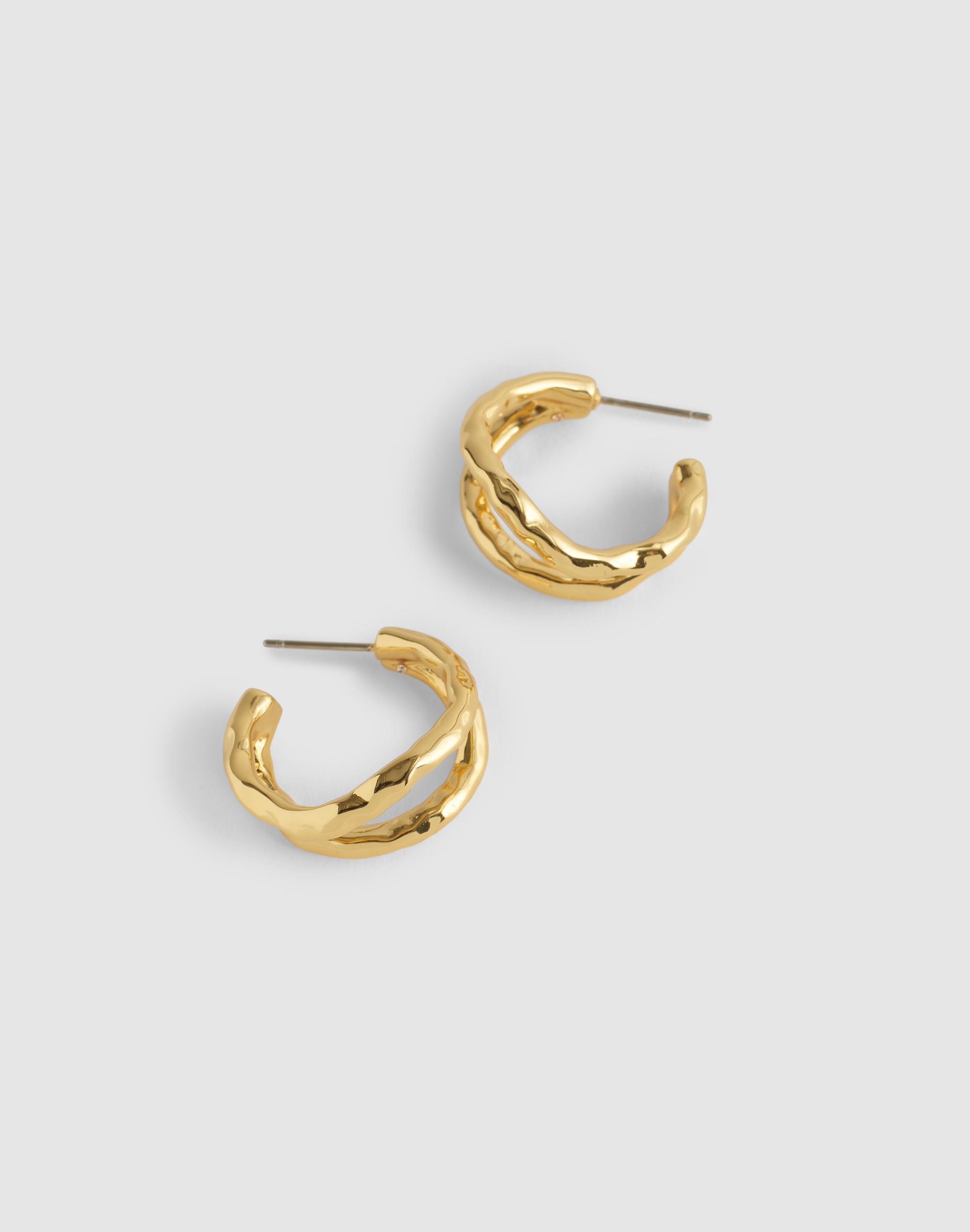 Madewell Hammered Sculptural Double-hoop Earrings In Gold