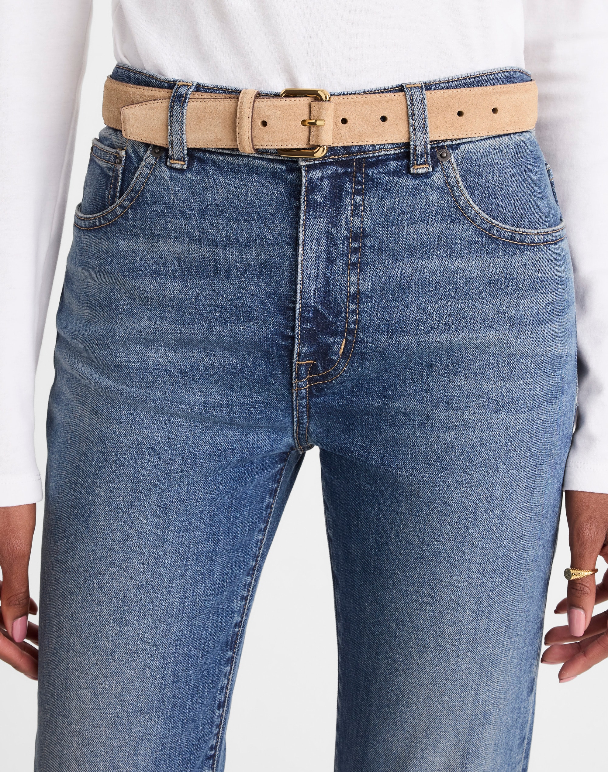 Roller-Buckle Belt in Suede