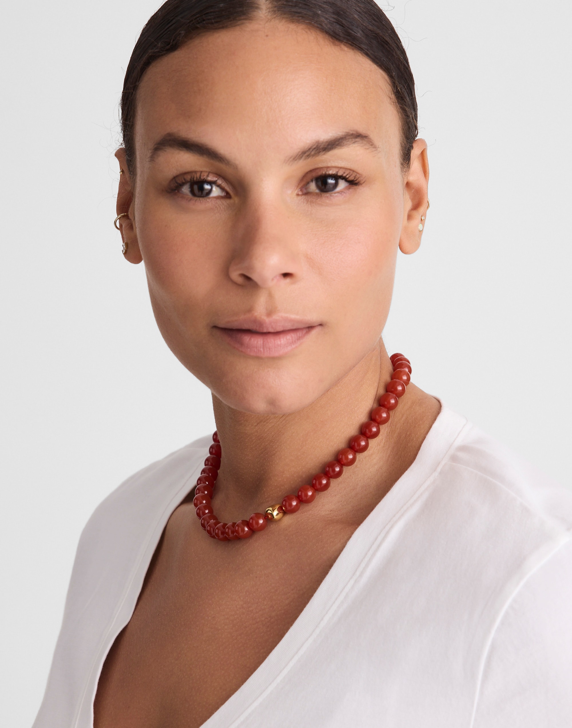 Semiprecious Charm Beaded Choker Necklace