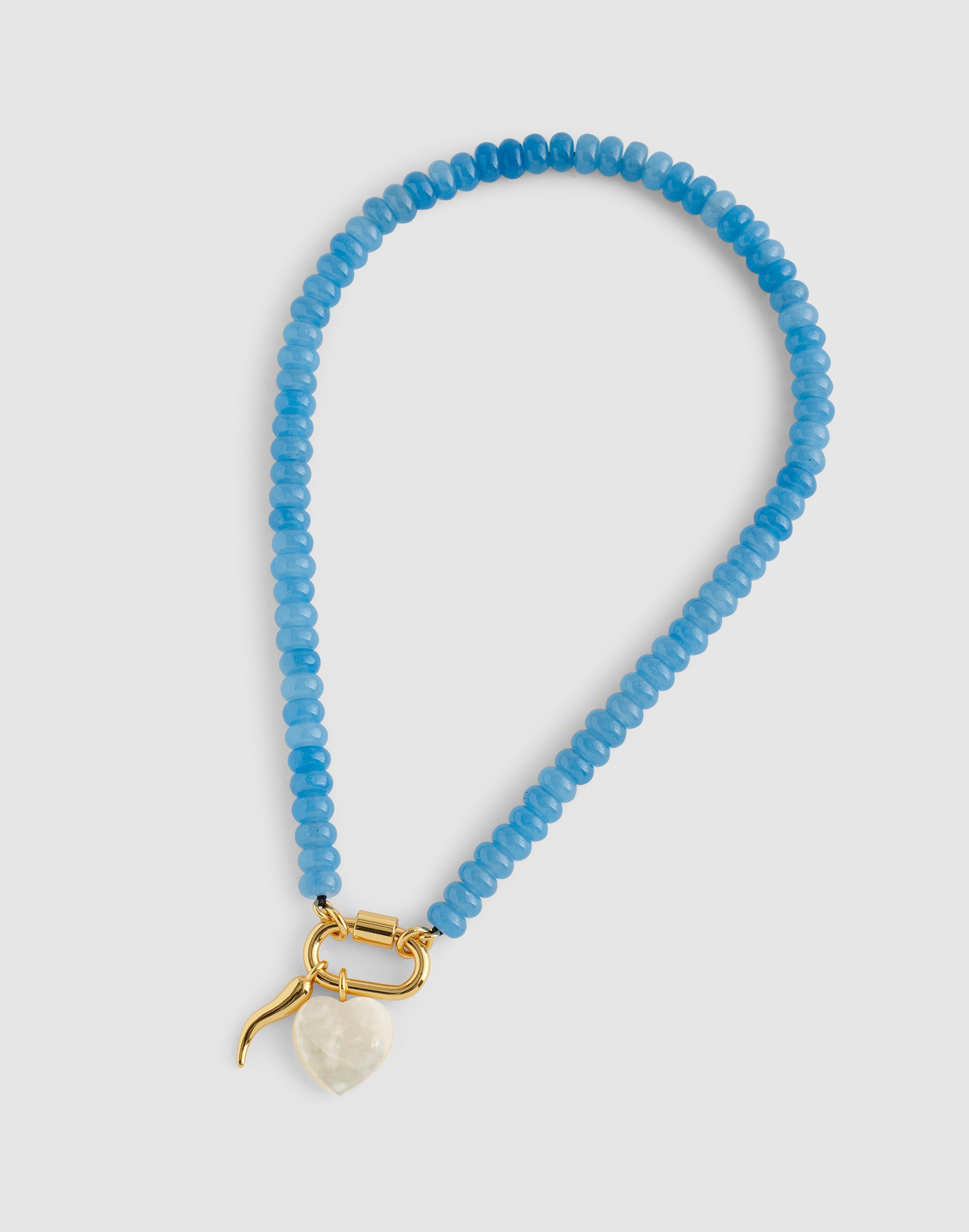 Semiprecious Beaded Carabiner Charm Necklace