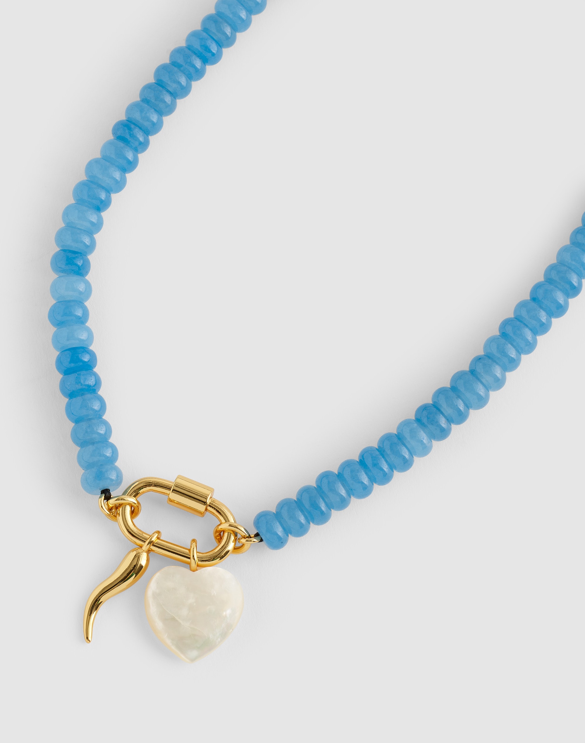 Semiprecious Beaded Carabiner Charm Necklace
