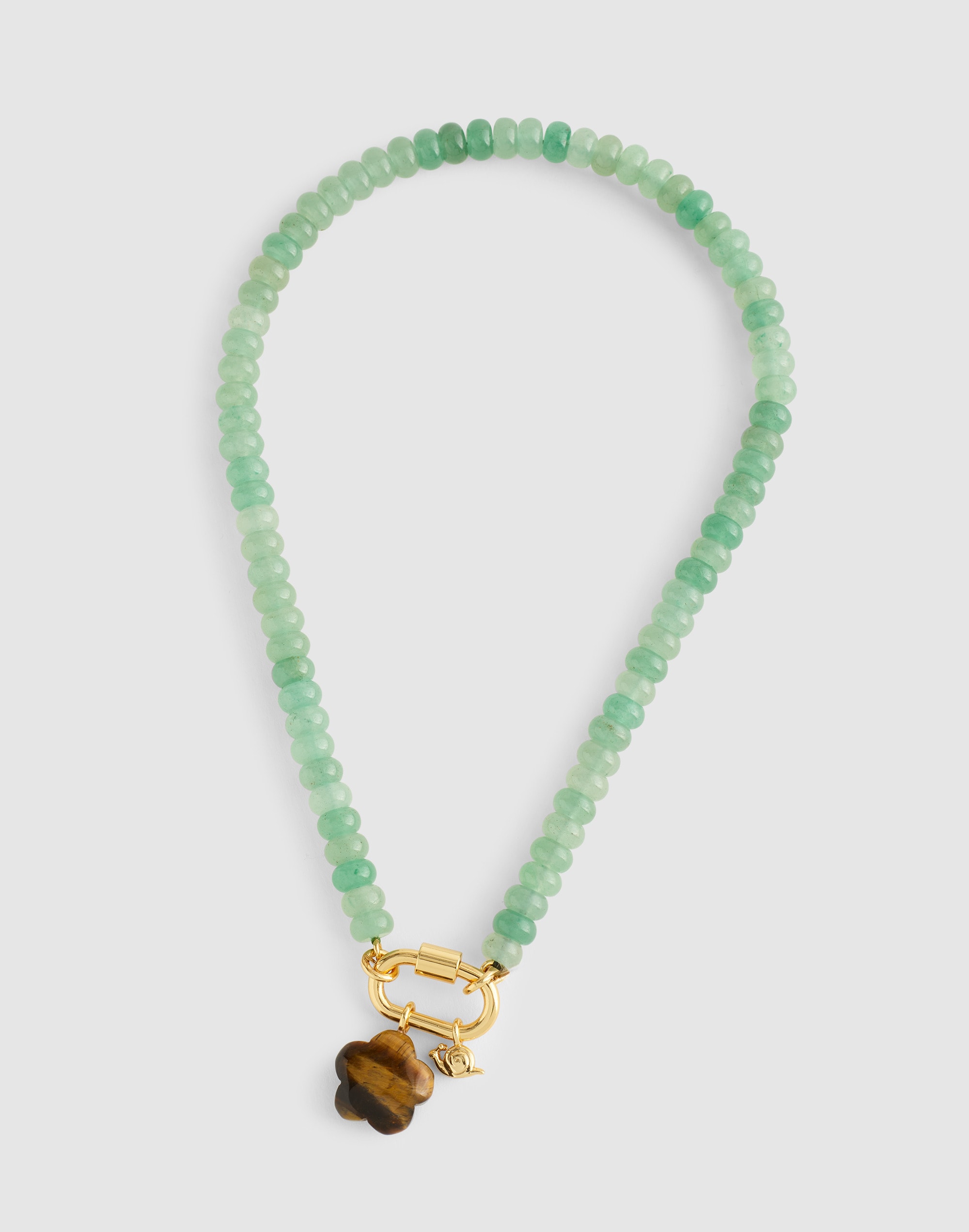 Semiprecious Beaded Carabiner Charm Necklace