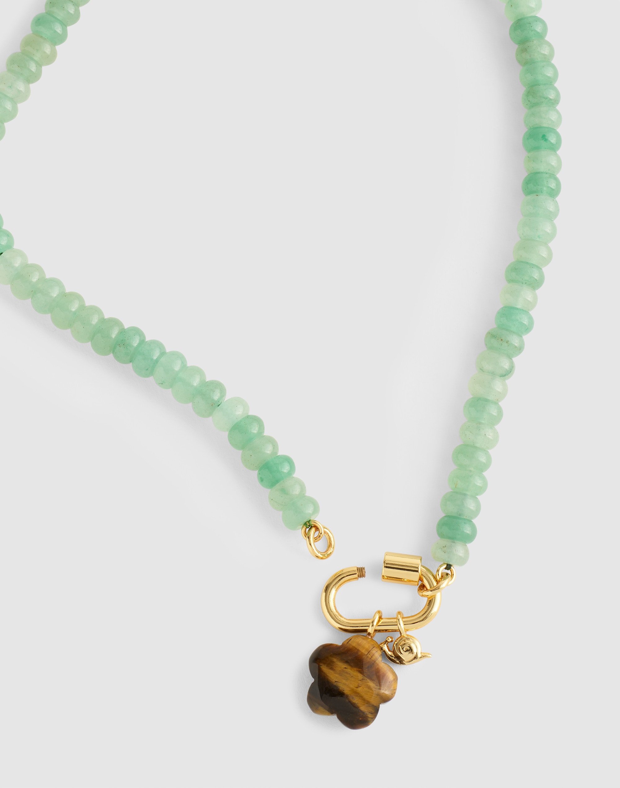 Semiprecious Beaded Carabiner Charm Necklace