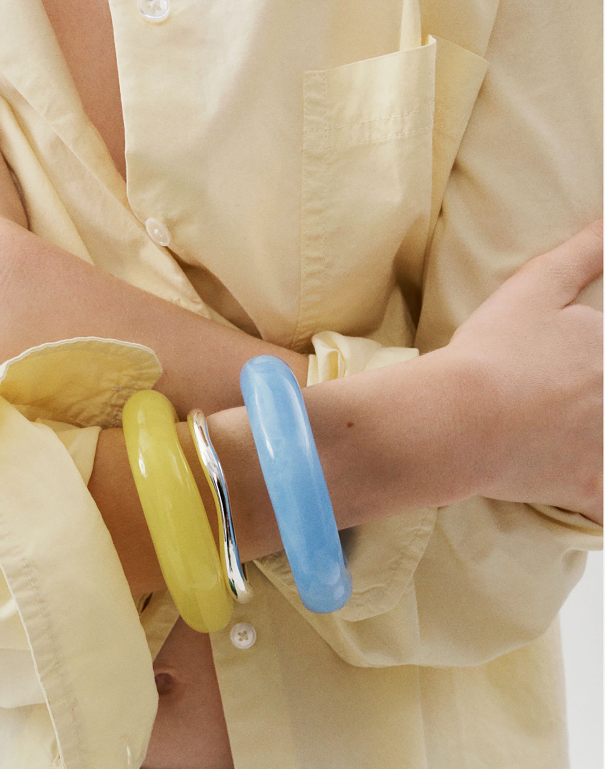 Three-Pack Sculptural Resin Bangle Bracelet Set