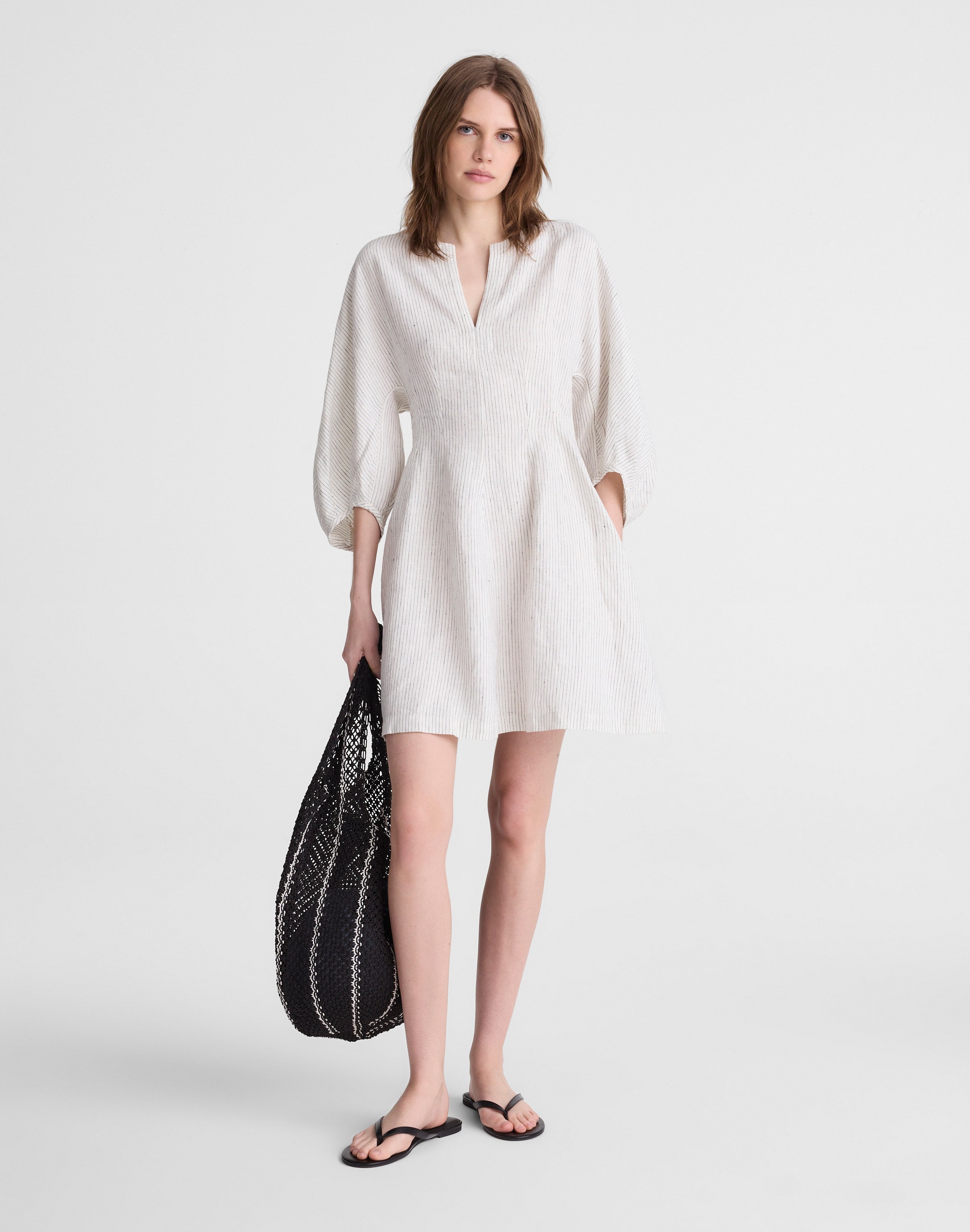 Madewell Splitneck Mini Dress In White