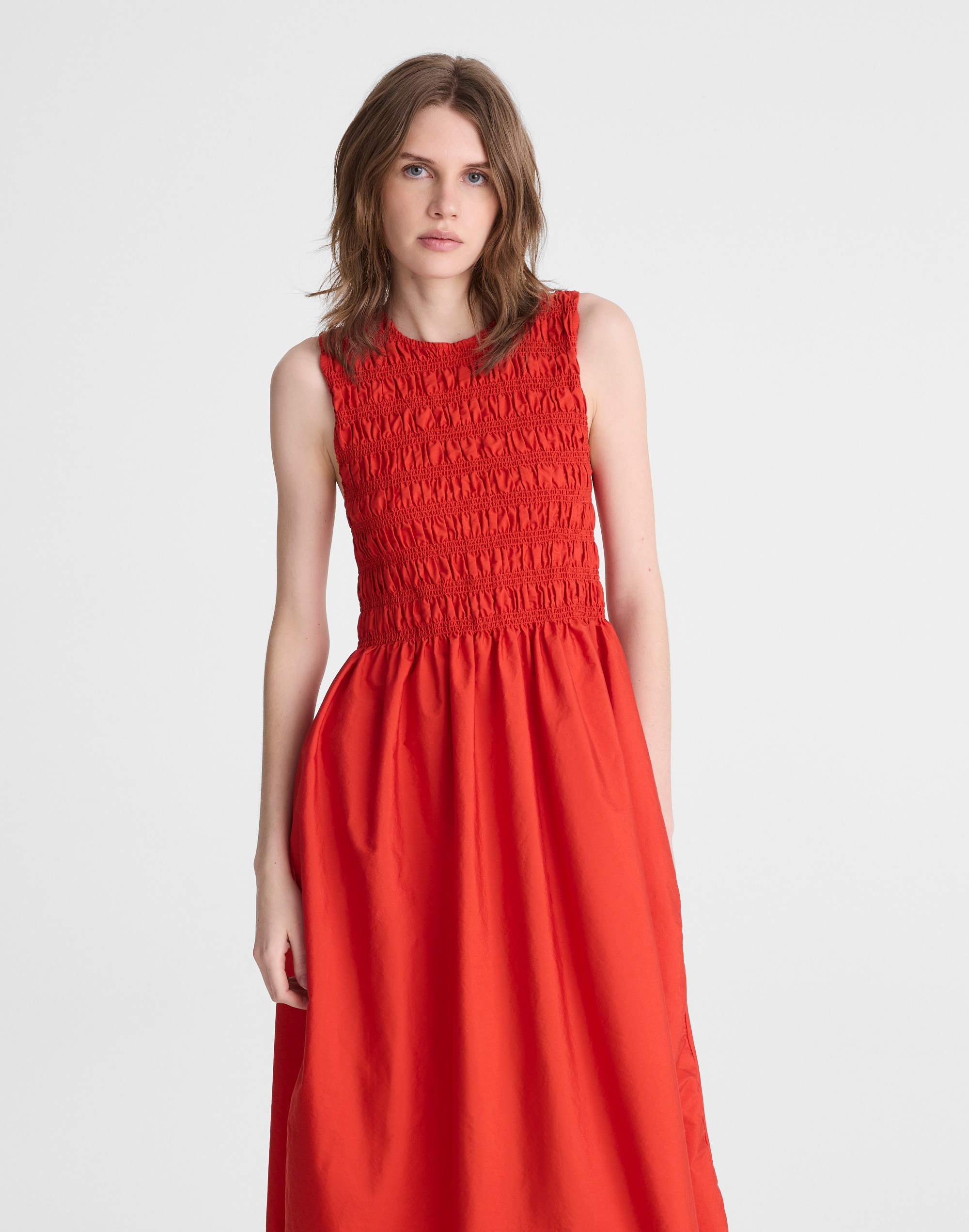 The Embroidered Melody Smocked Midi Dress