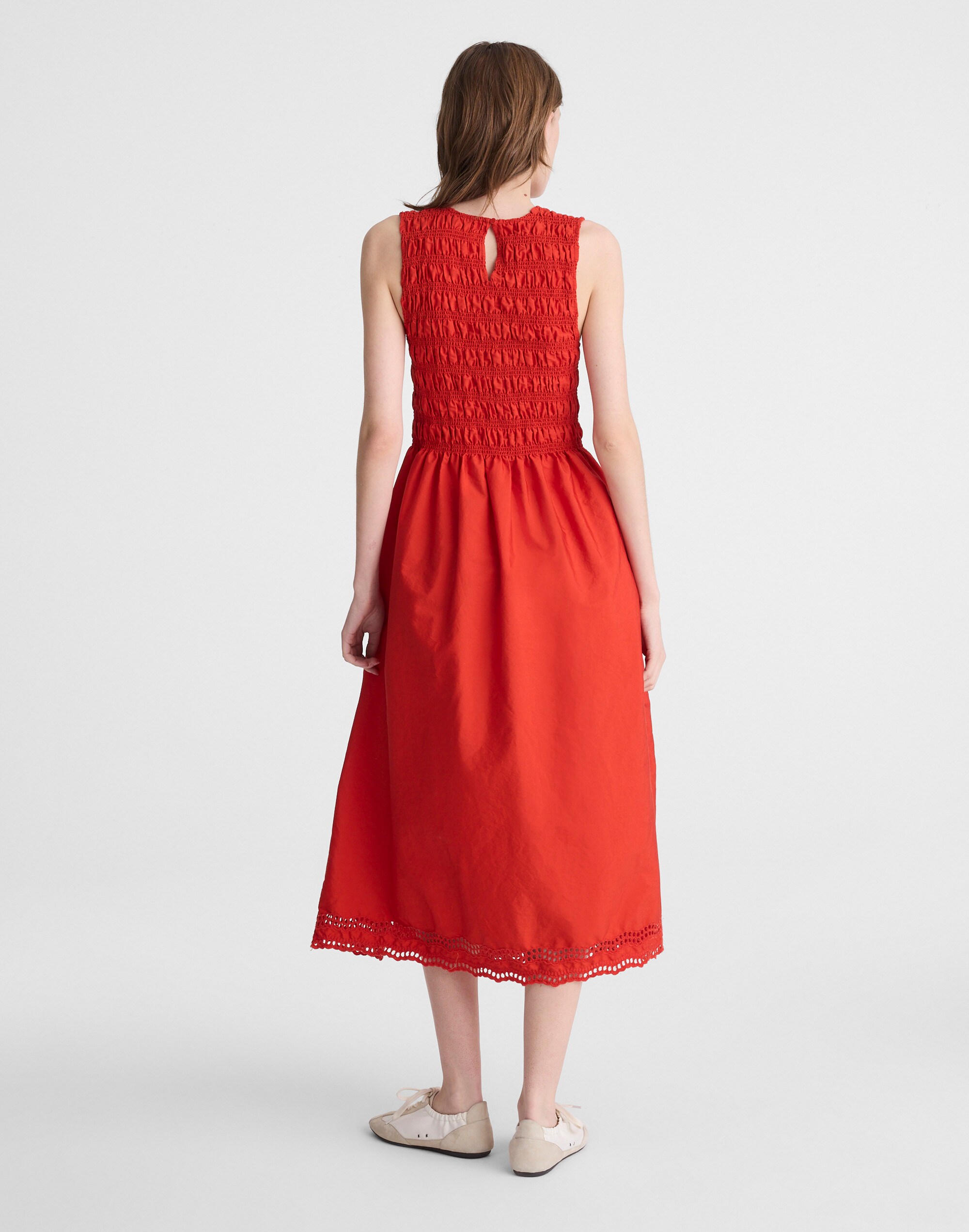 The Embroidered Melody Smocked Midi Dress