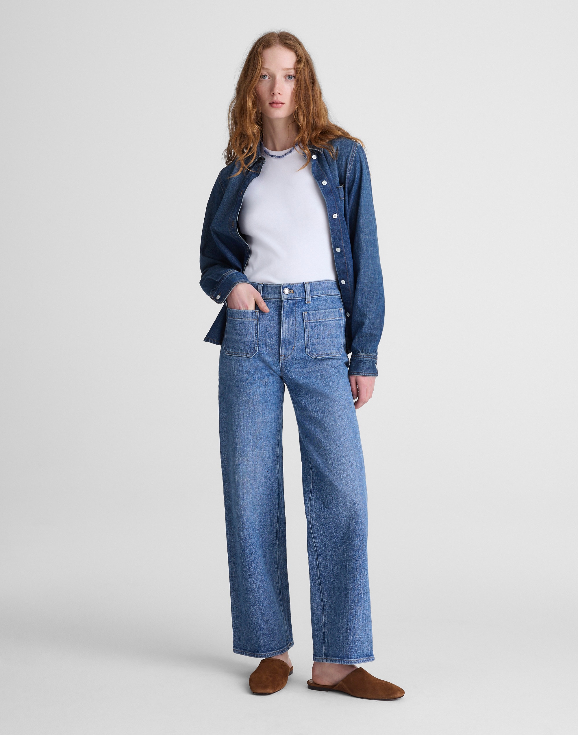 The Emmett Wide-Leg Full Length Jean: Patch Pocket Edition