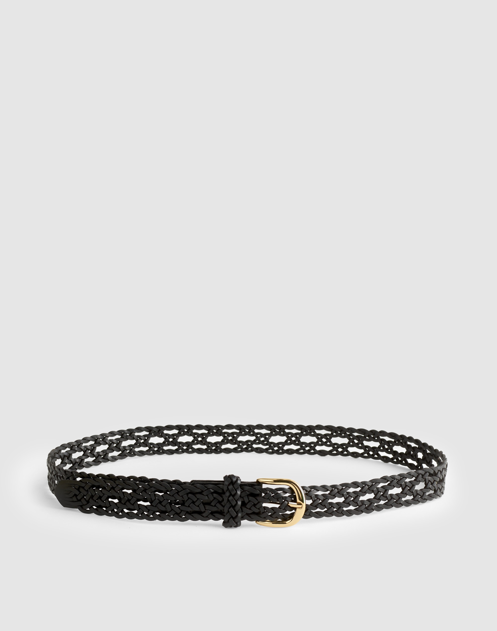 open-weave wide belt in leather