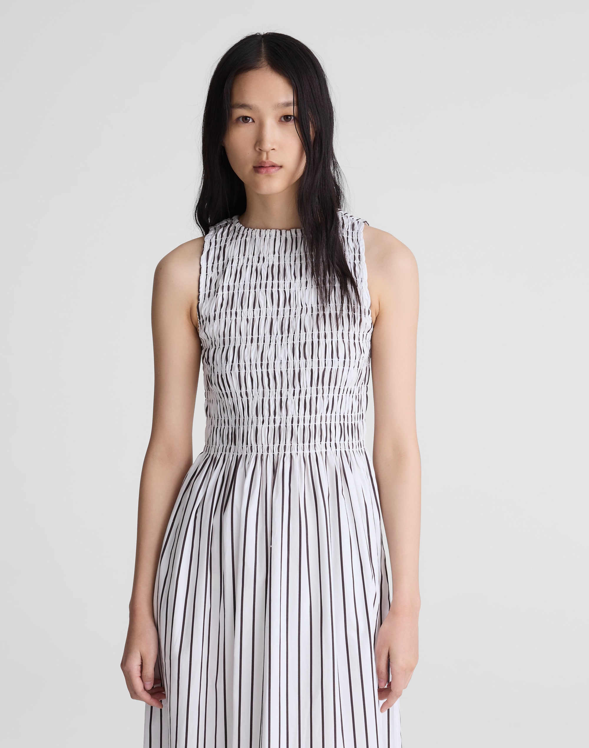 Boatneck Smocked Midi Dress