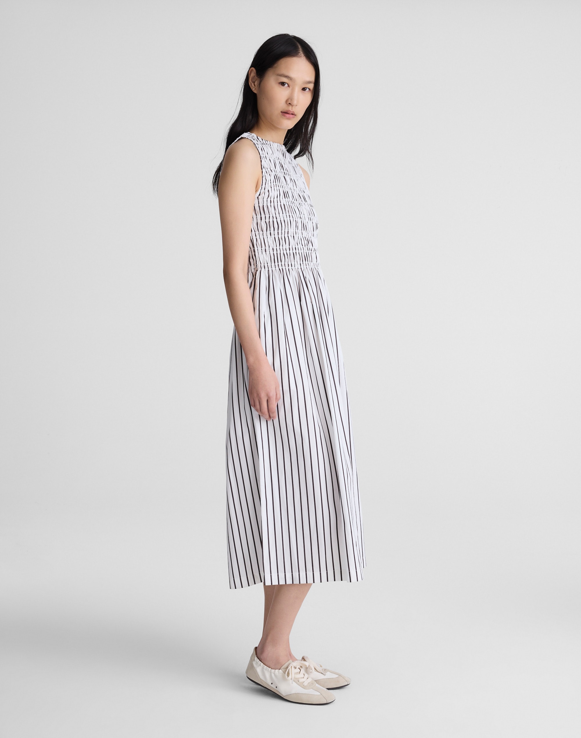 Boatneck Smocked Midi Dress