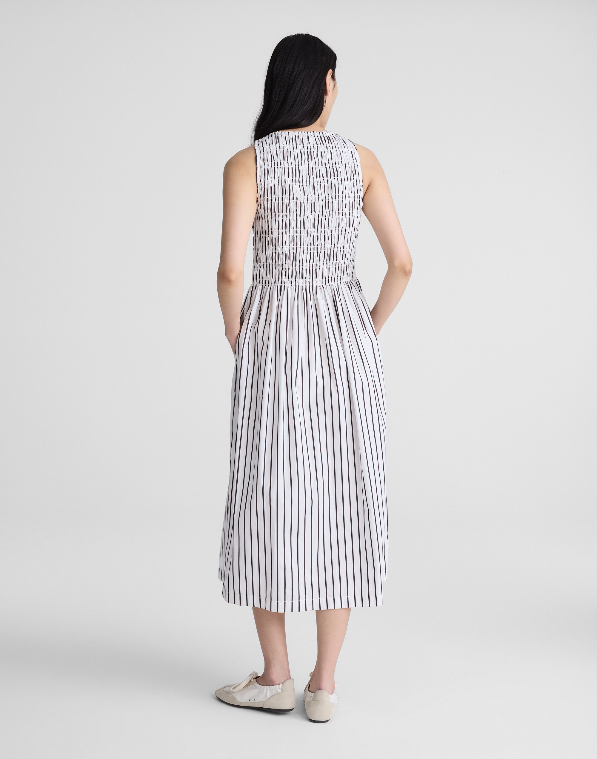 Boatneck Smocked Midi Dress