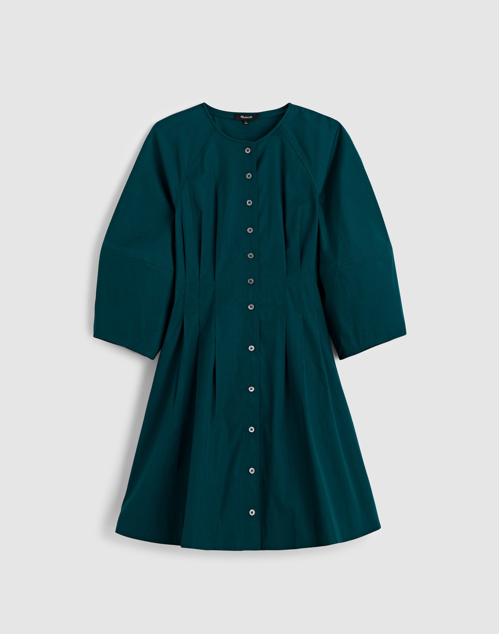 Sculptural-Sleeve Pleated Mini Dress