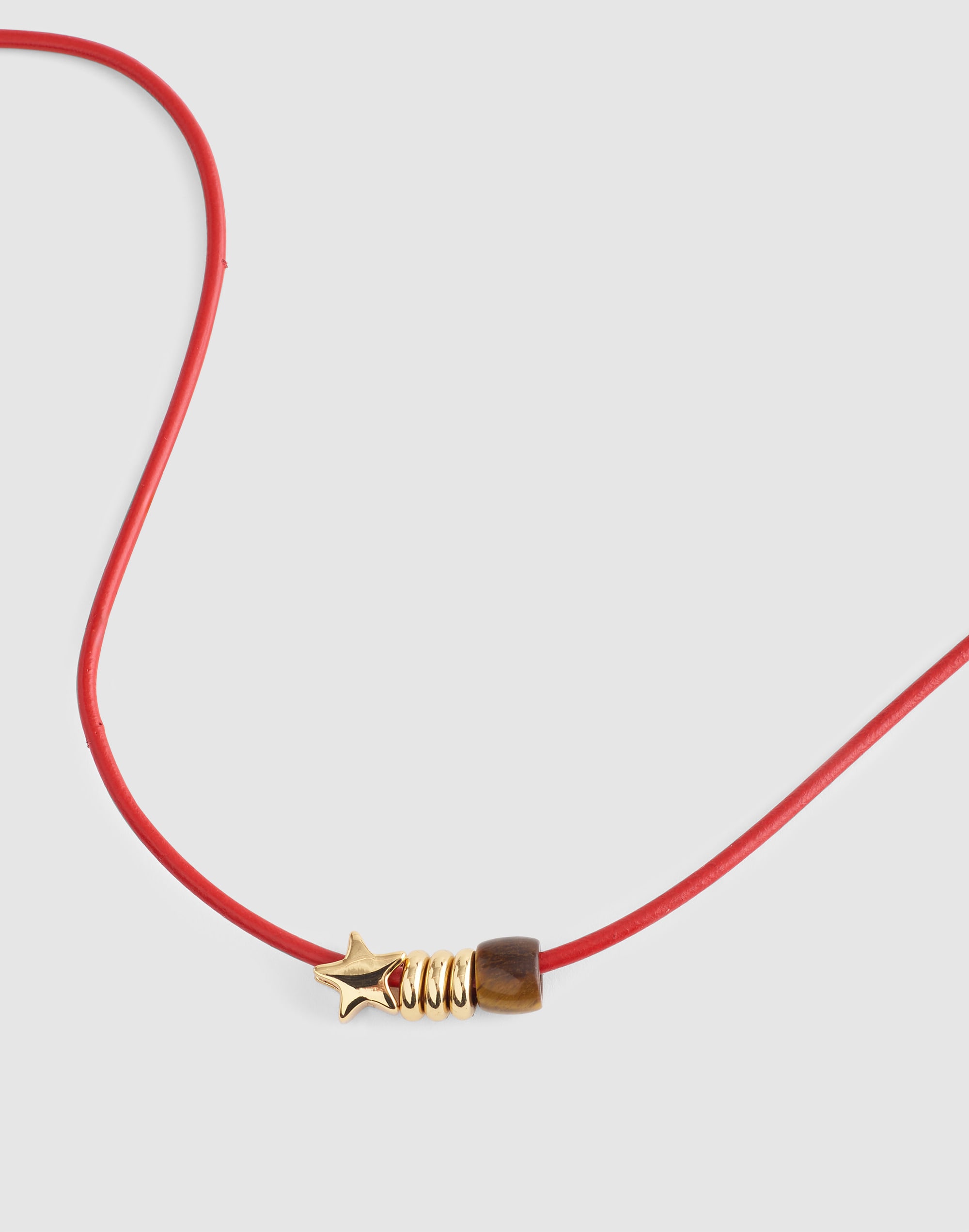 Madewell Semiprecious Charm Leather Choker Necklace In Red