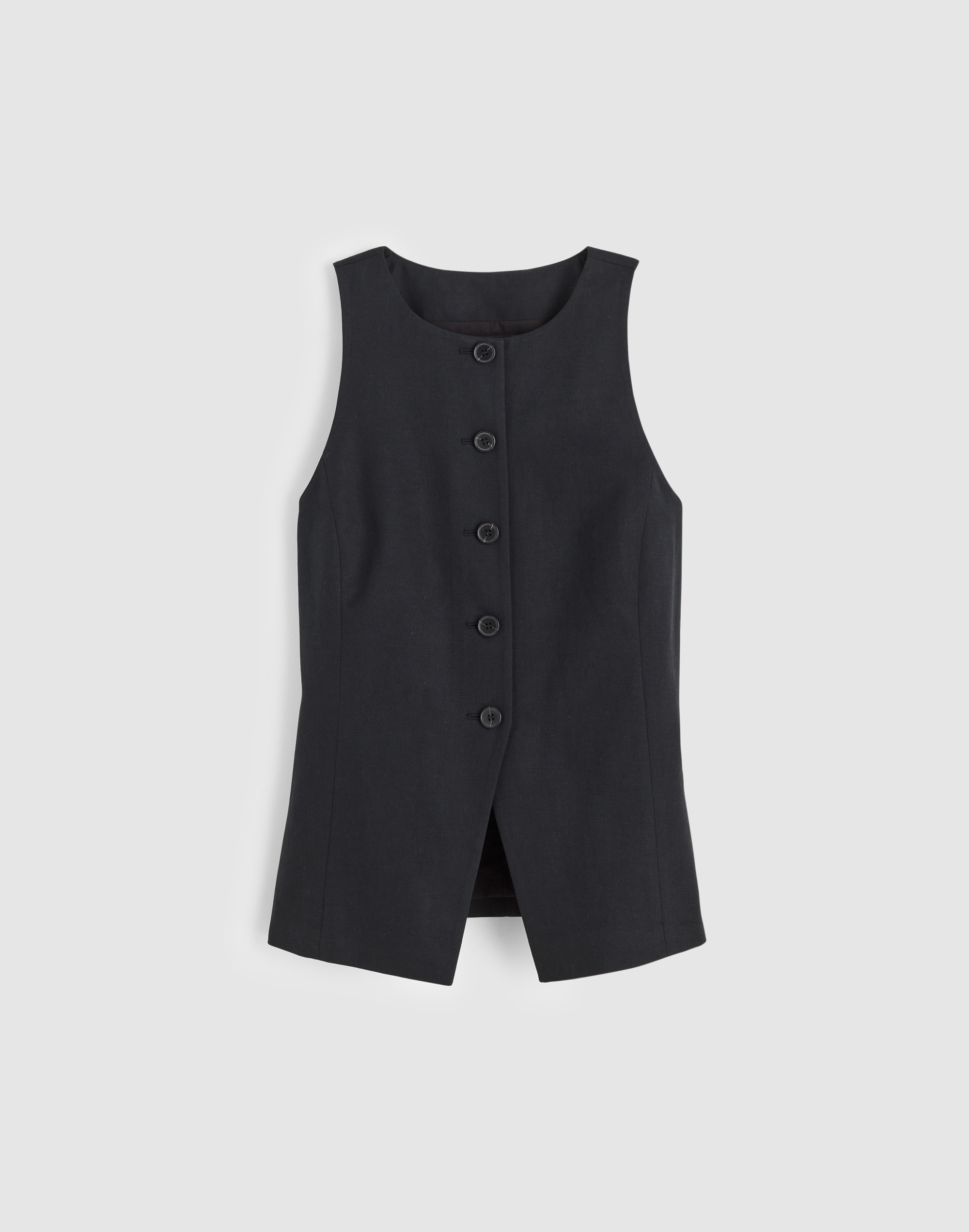 Crewneck Cutaway Vest in Drapey Twill