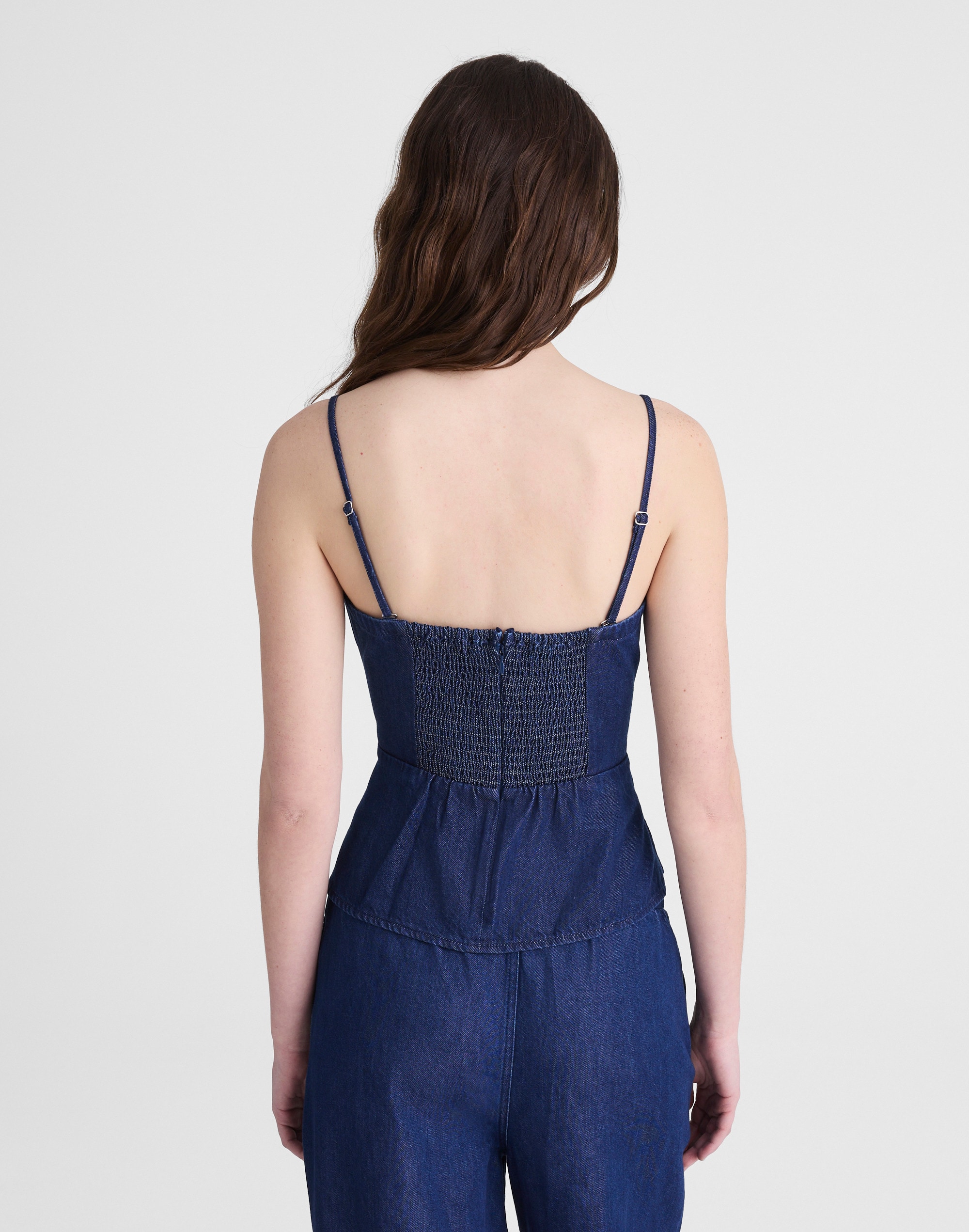 Denim Ruched Squareneck Tank