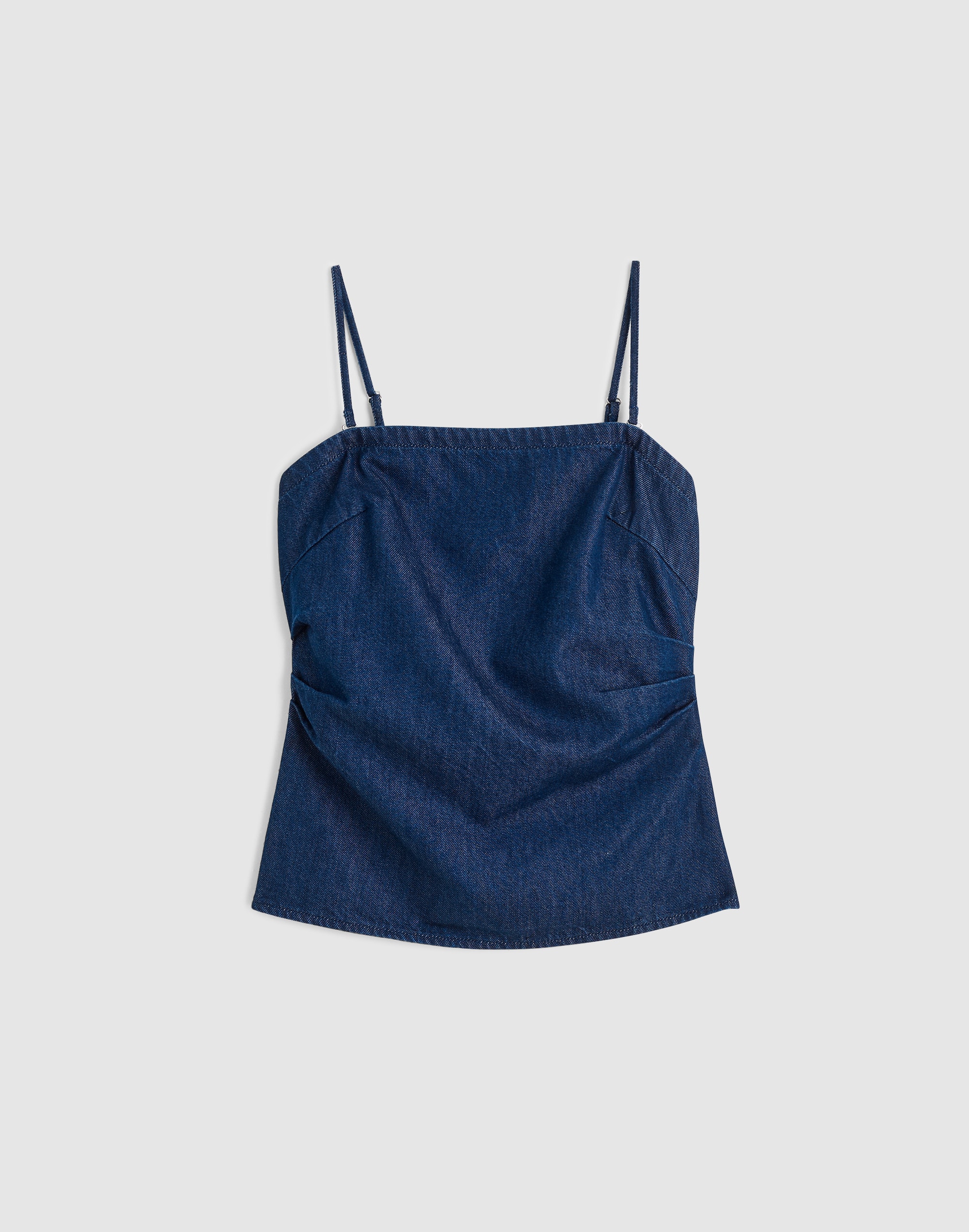 Denim Ruched Squareneck Tank