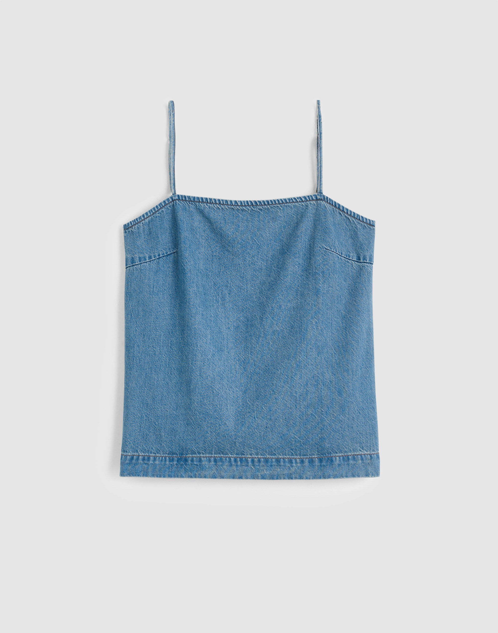 Airy Denim Squareneck Shell Top