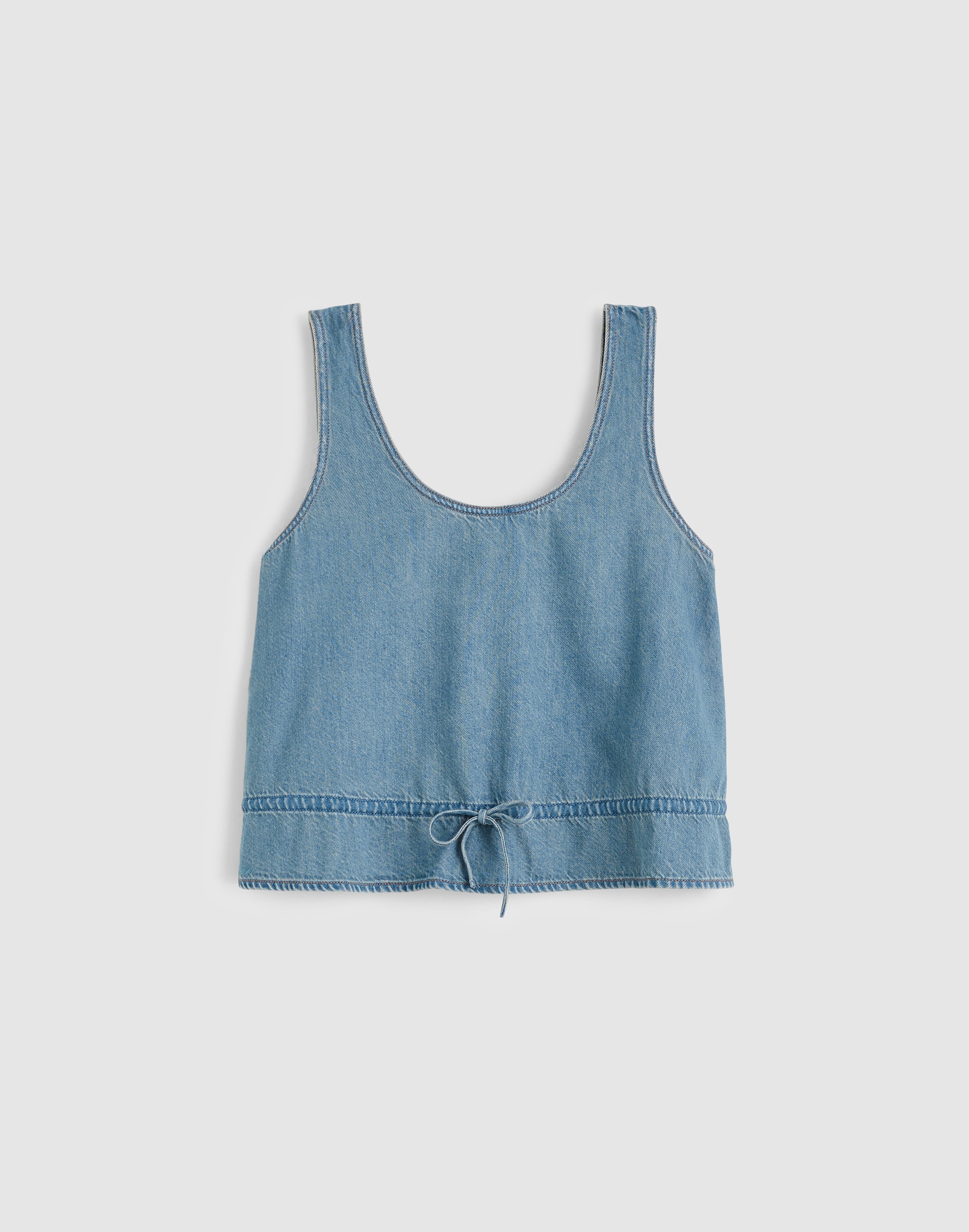 Airy Denim Scoopneck Peplum Top
