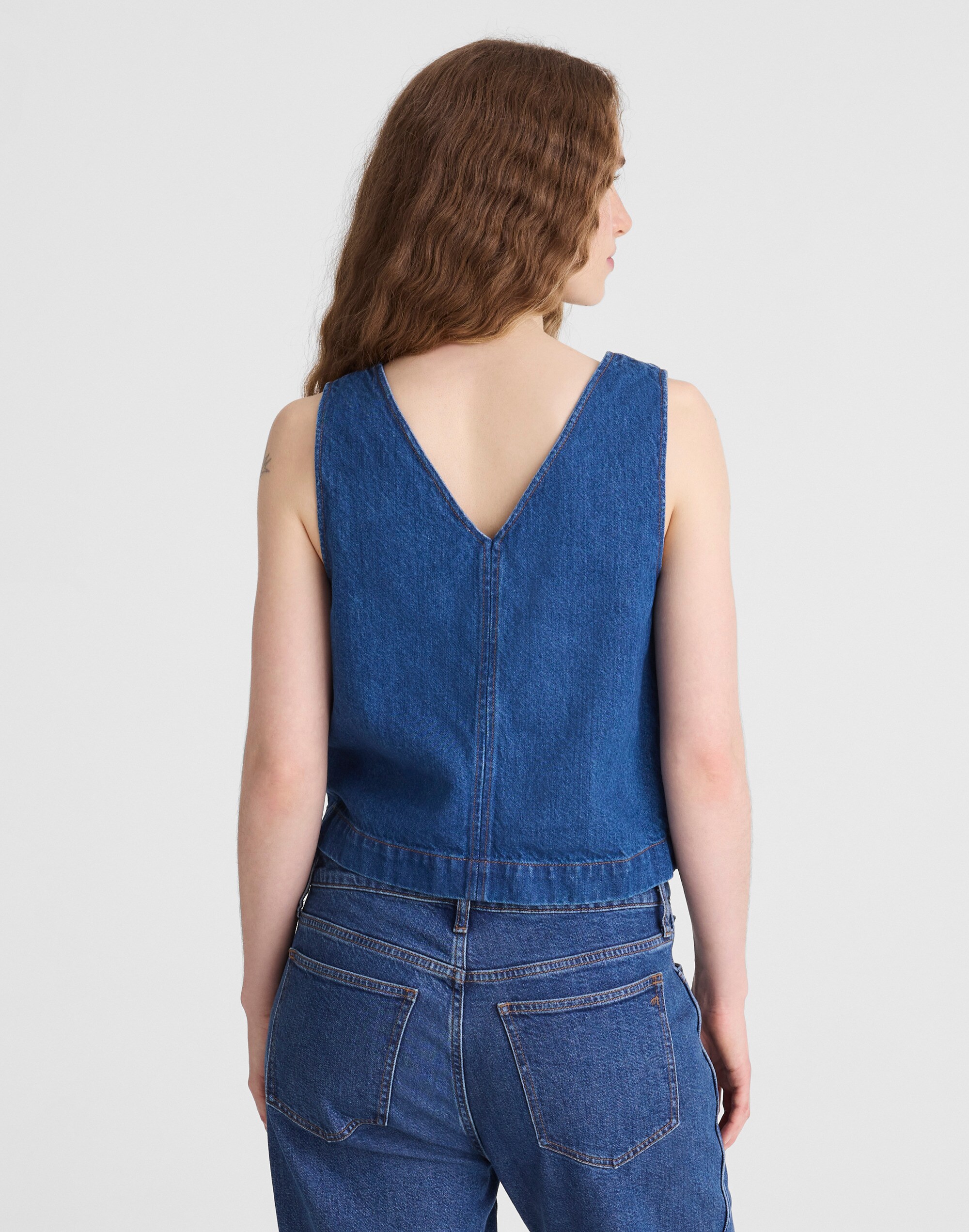 Denim V-Neck Shell Top