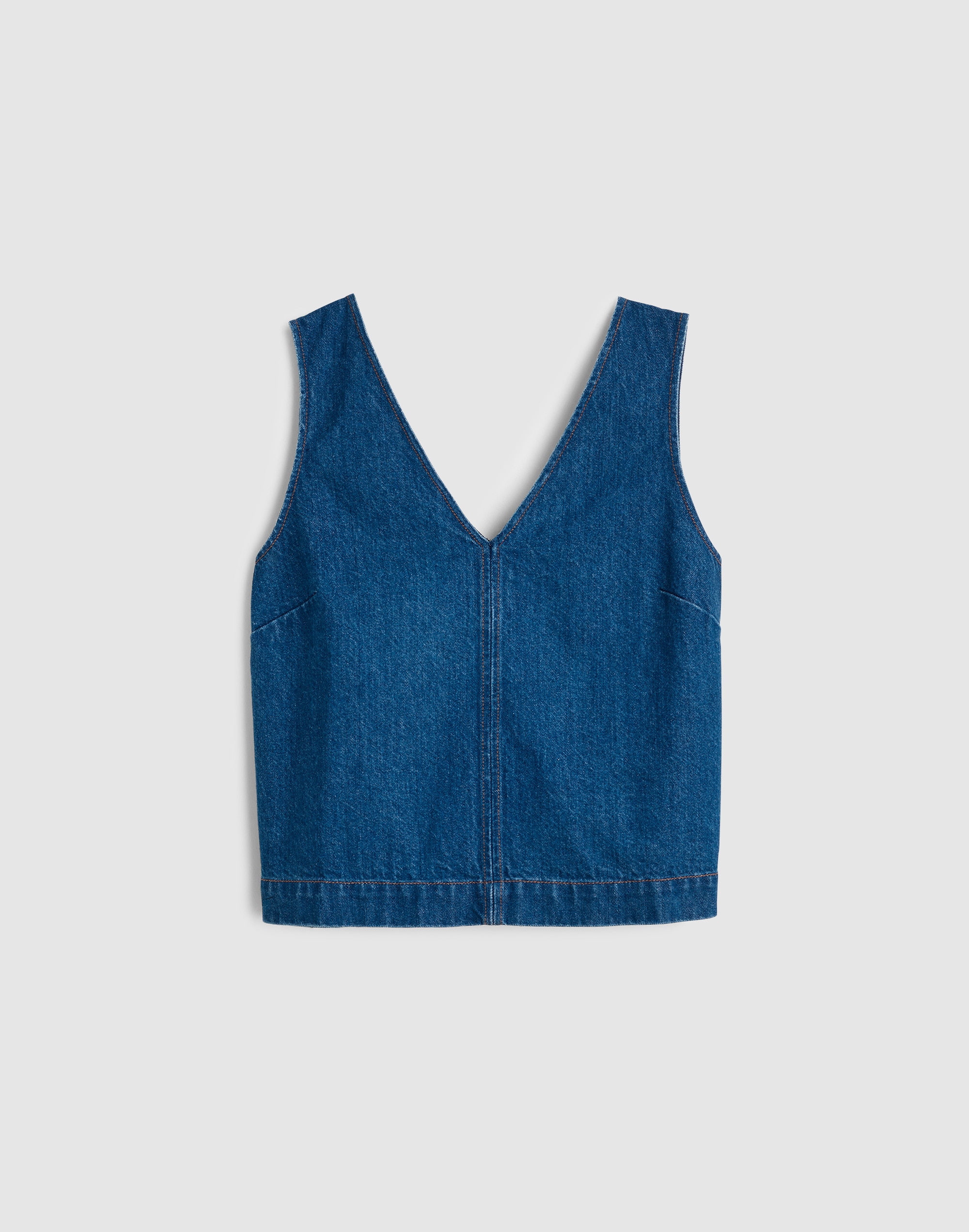 Denim V-Neck Shell Top