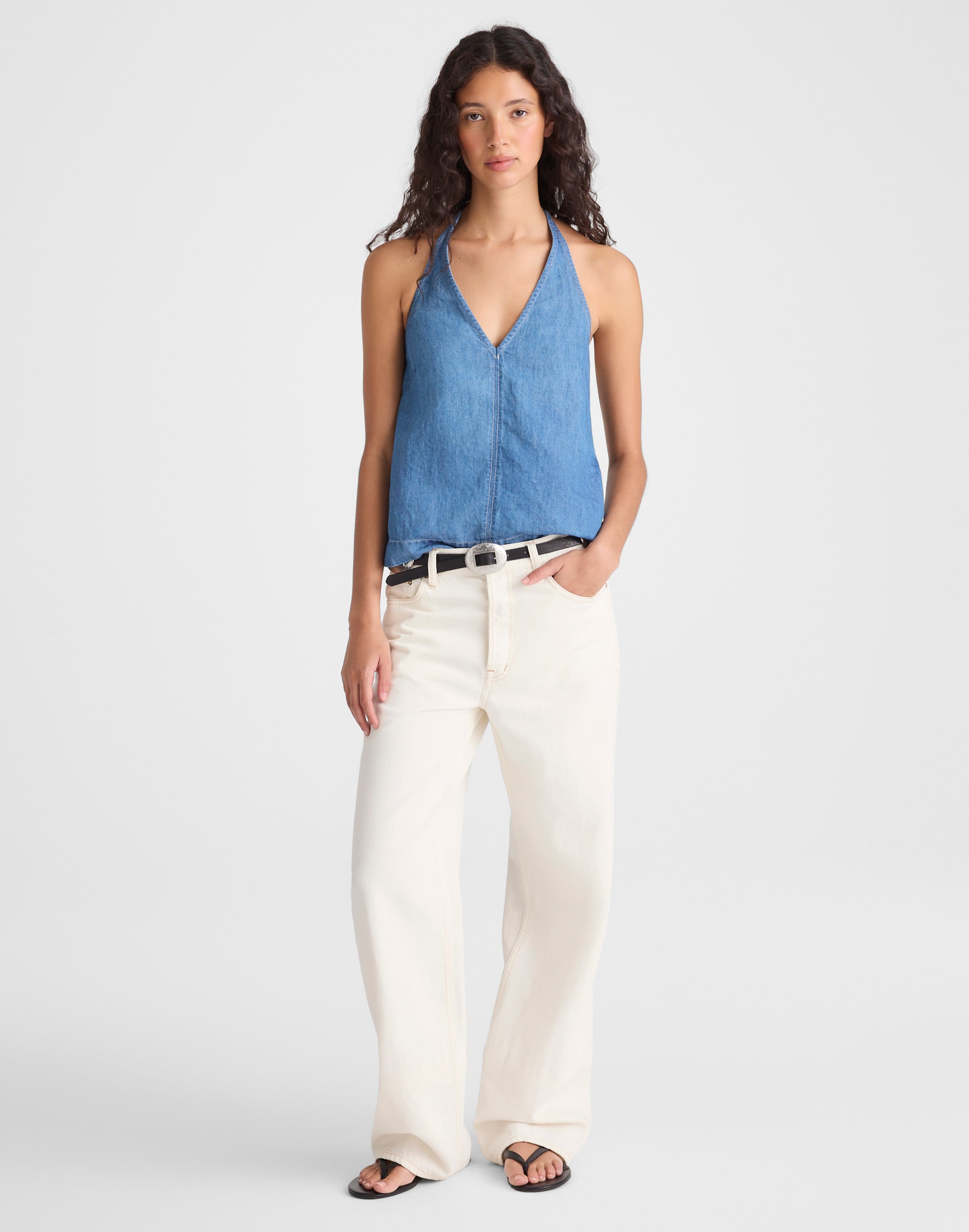 Denim Halter Shell Top