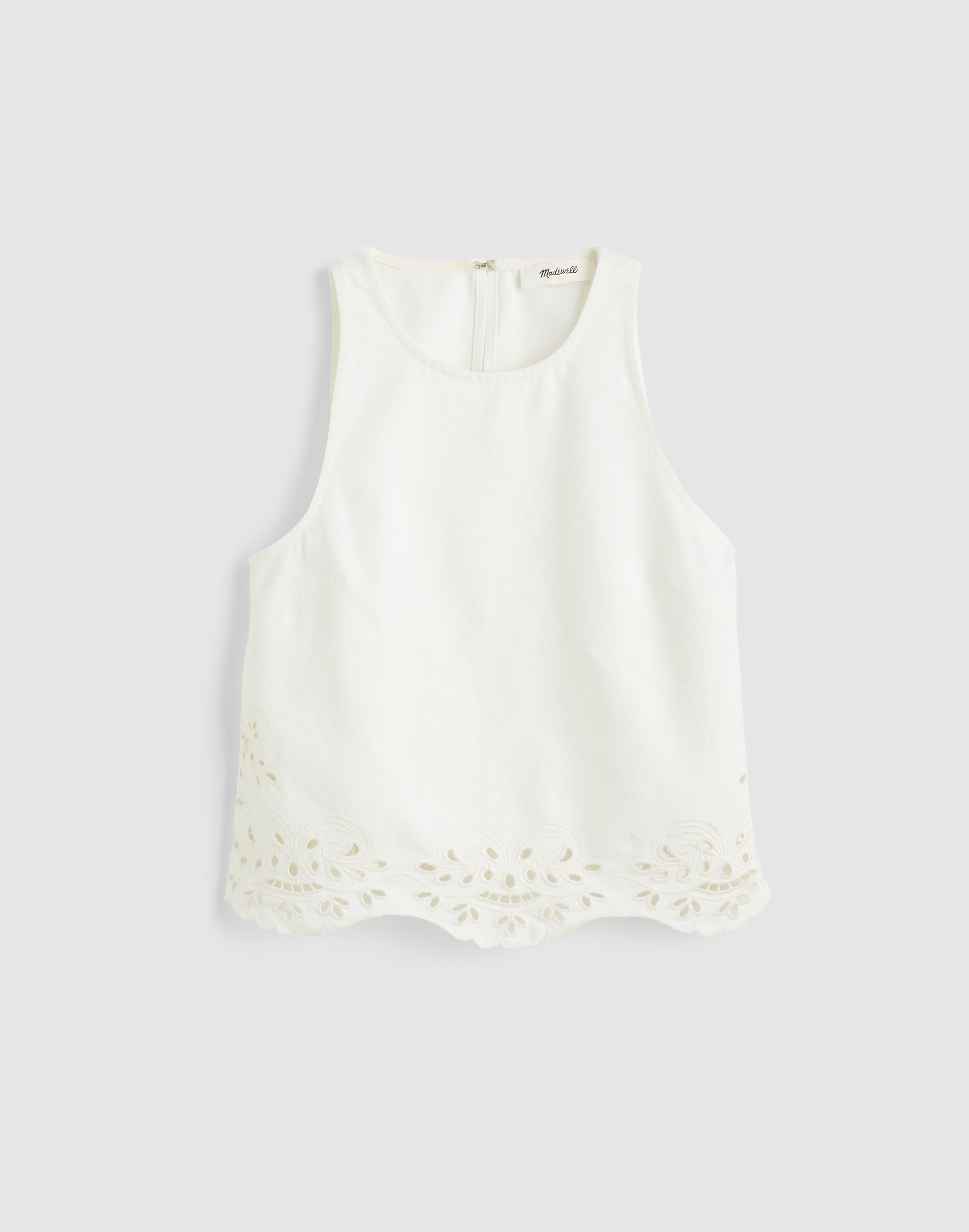 Denim Eyelet Shell Top in Tile White