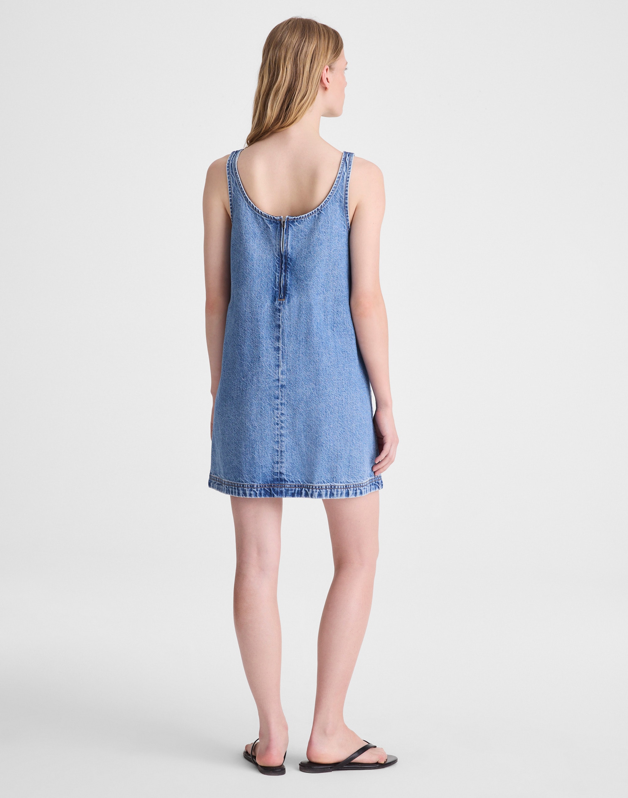 Denim Embroidered Mini Dress