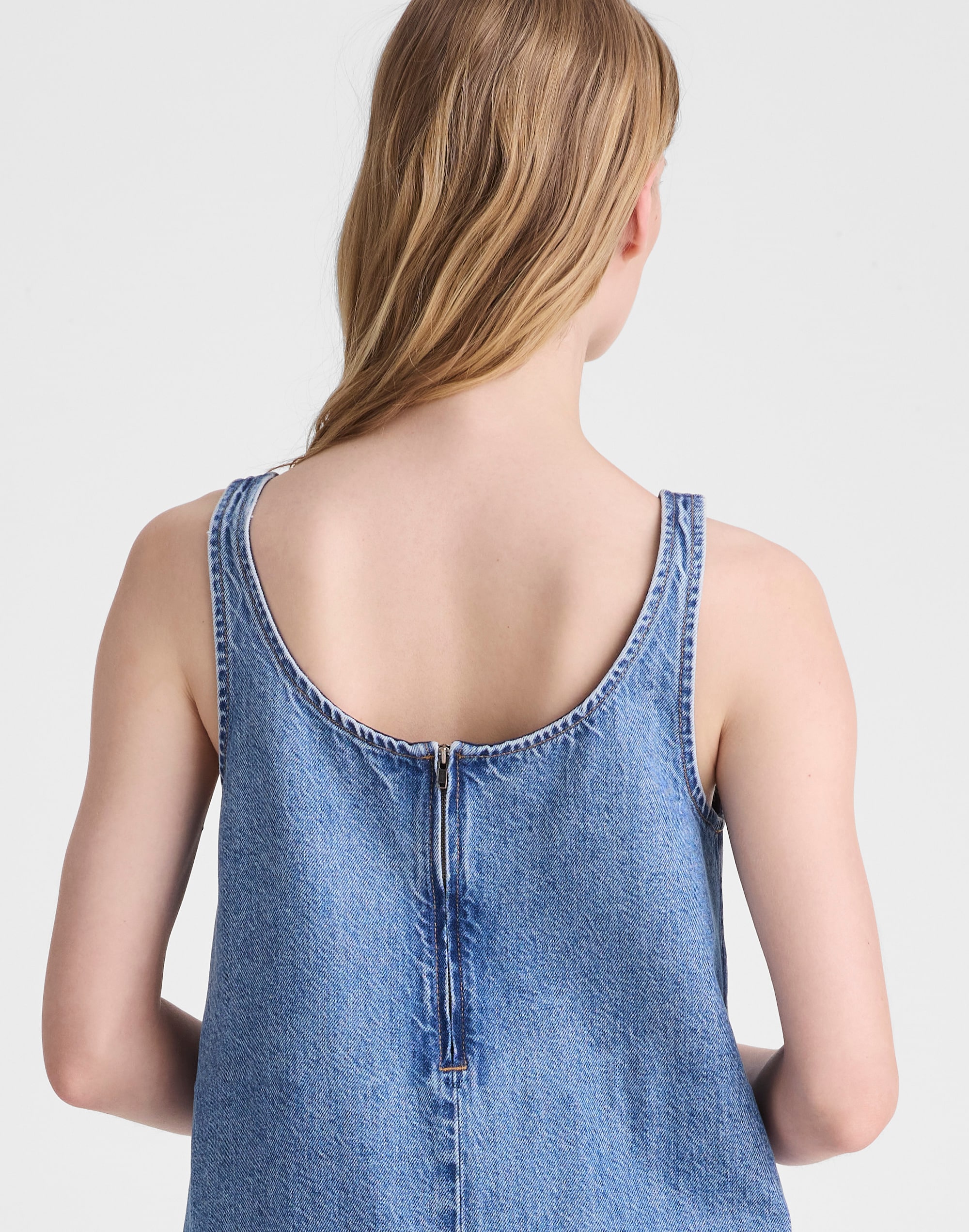 Denim Embroidered Mini Dress