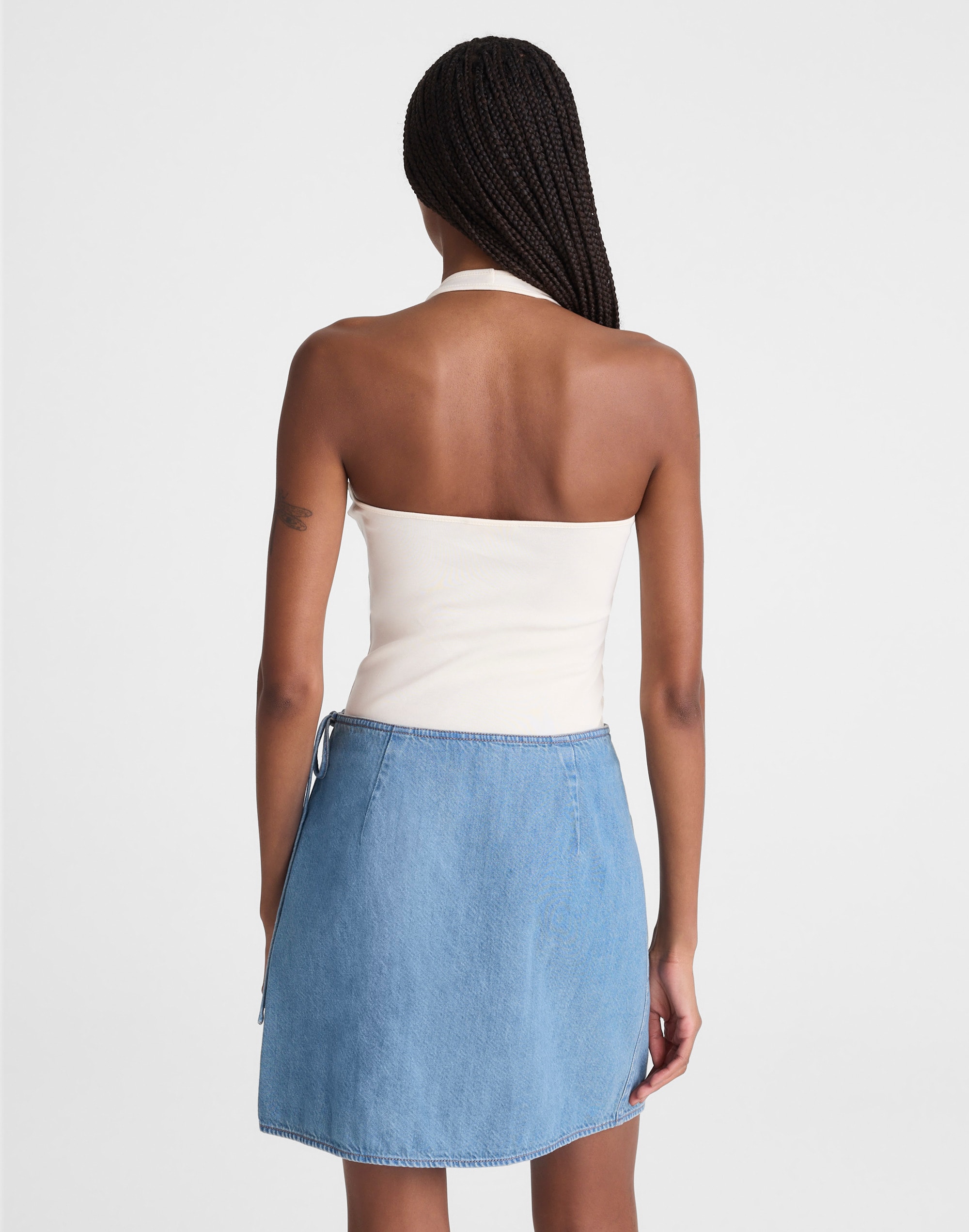 Airy Denim Wrap Mini Skirt