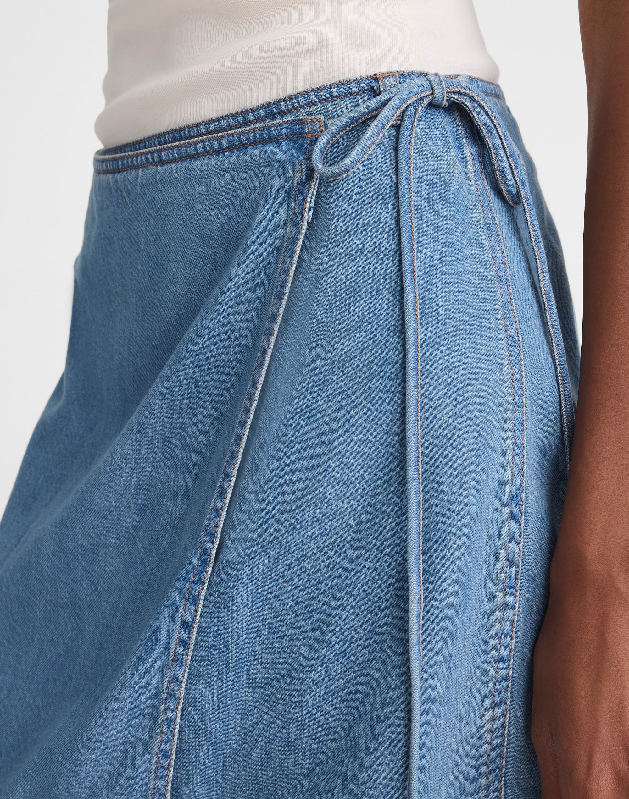 Airy Denim Wrap Mini Skirt