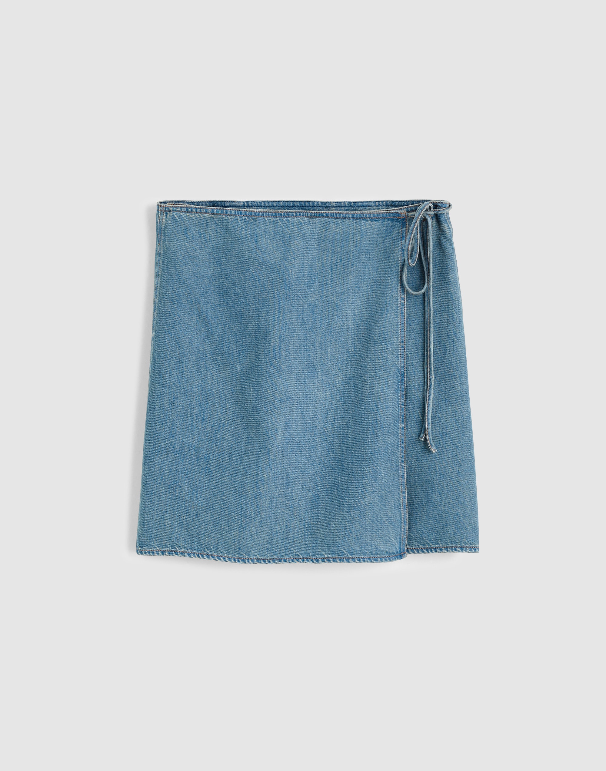 Airy Denim Wrap Mini Skirt