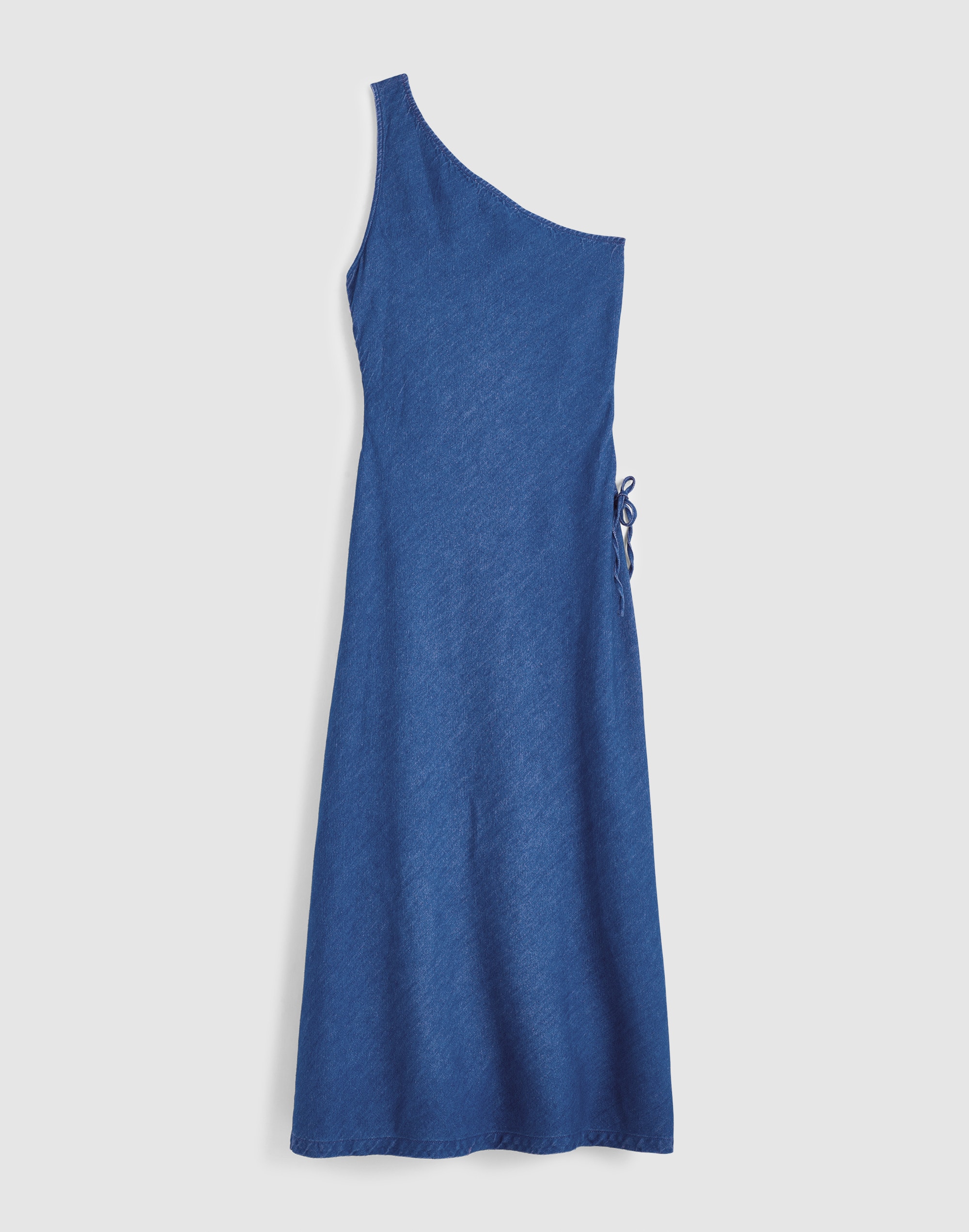 Denim One-Shoulder Maxi Dress
