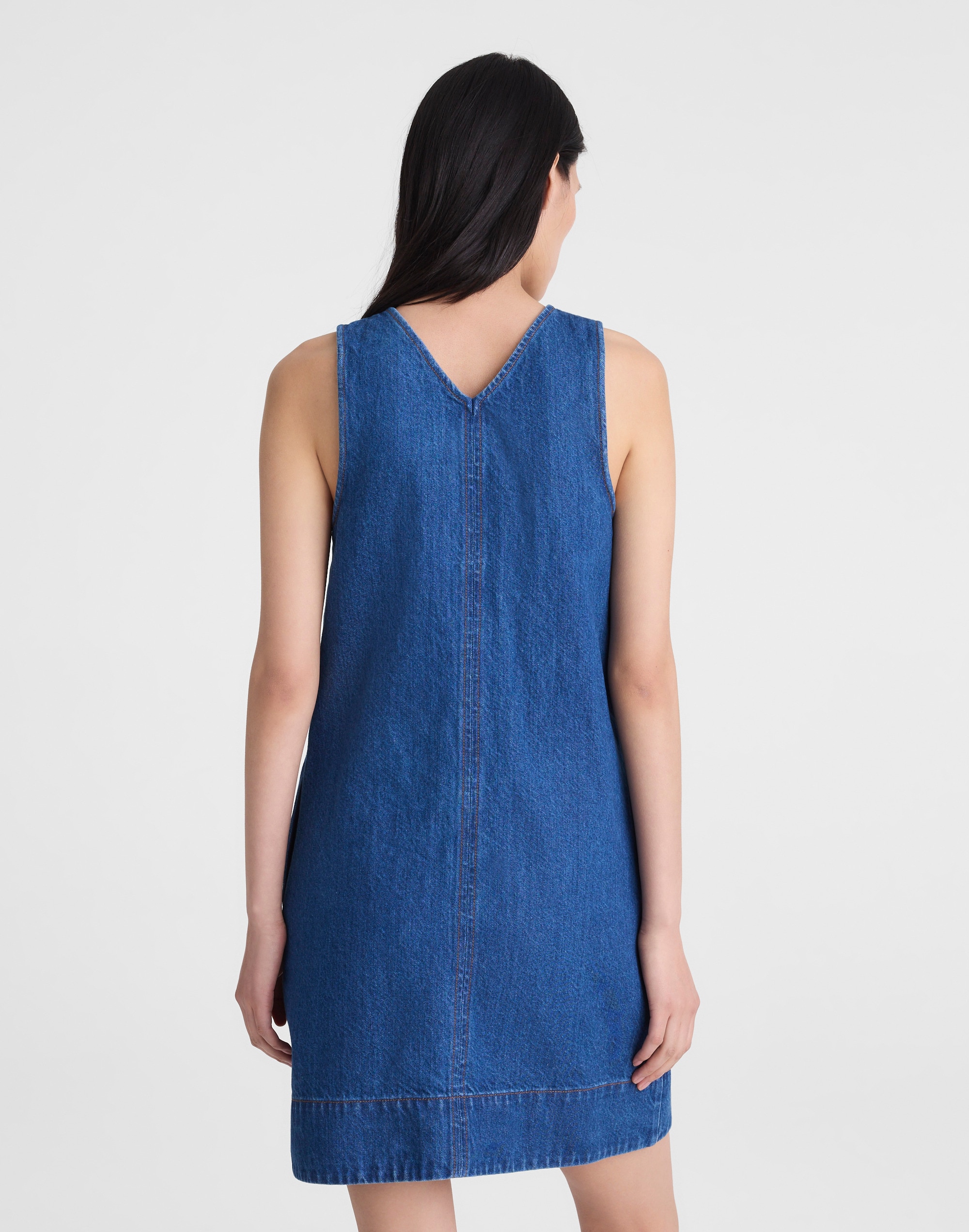 Denim V-Neck Sleeveless Mini Dress
