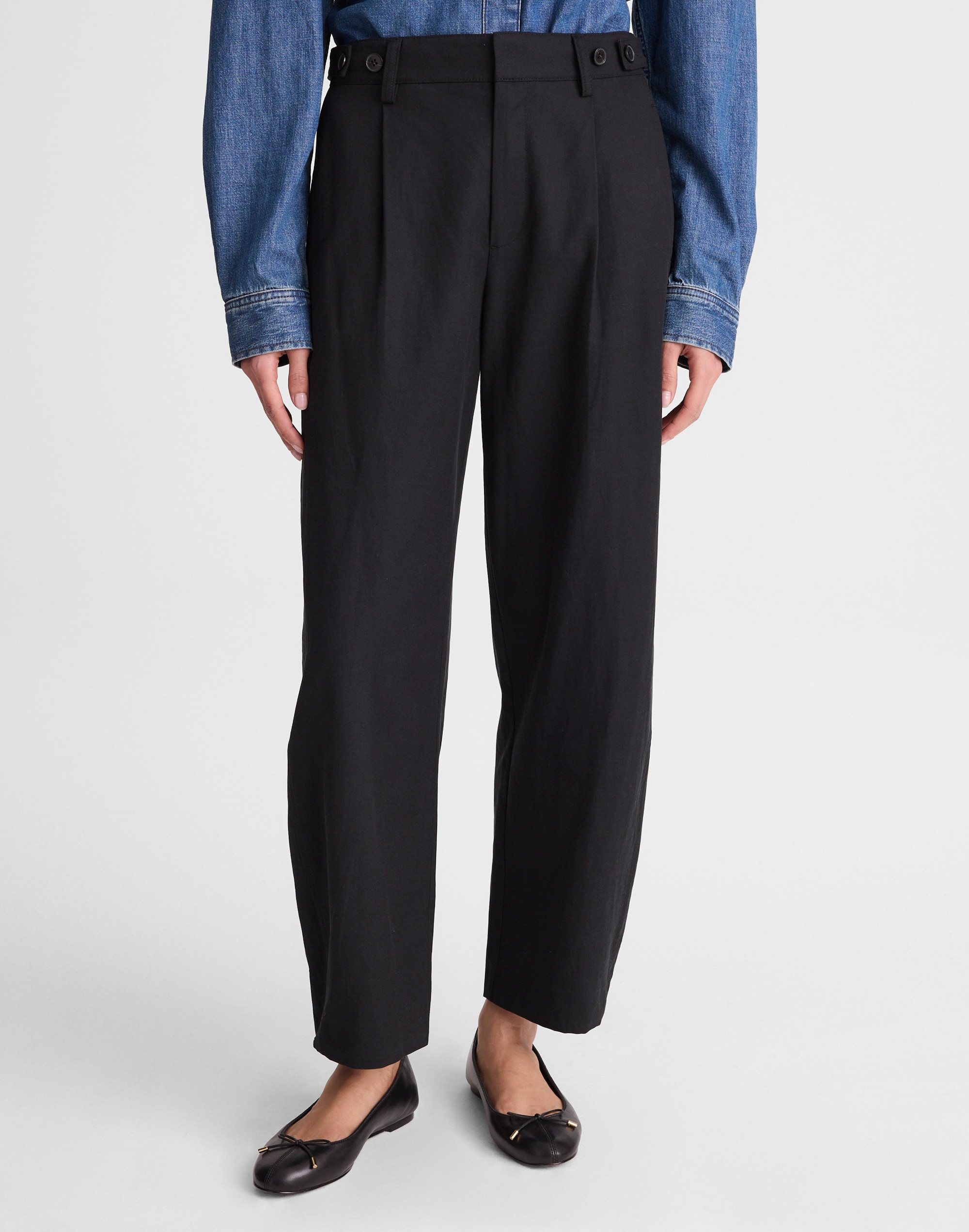 The Tall Barrel-Leg Trouser in Drapey Twill