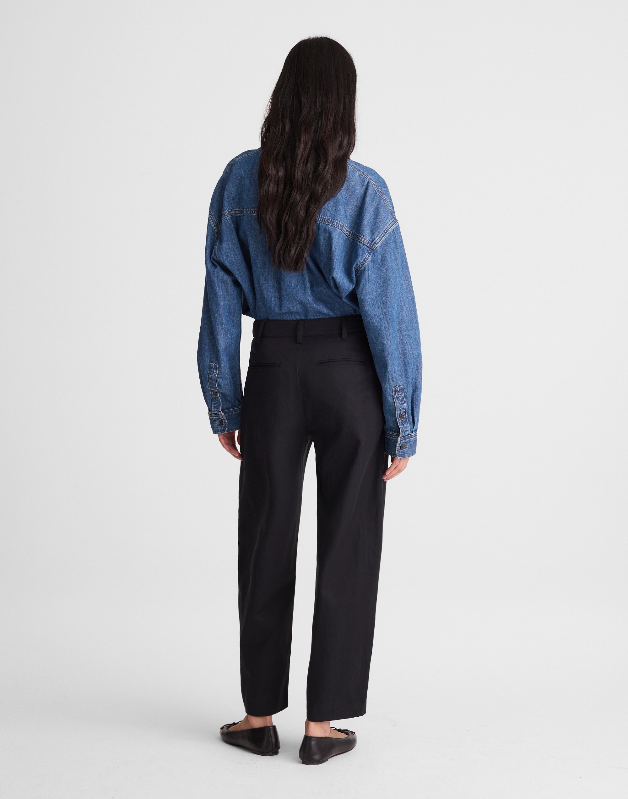 The Tall Barrel-Leg Trouser in Drapey Twill
