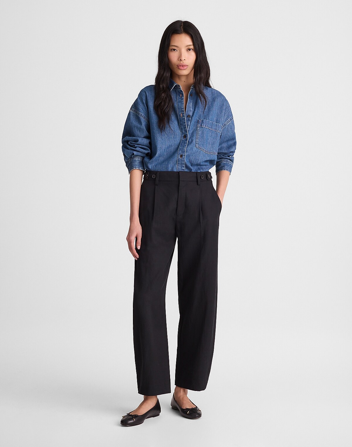 The Barrel-Leg Pant in Drapey Twill