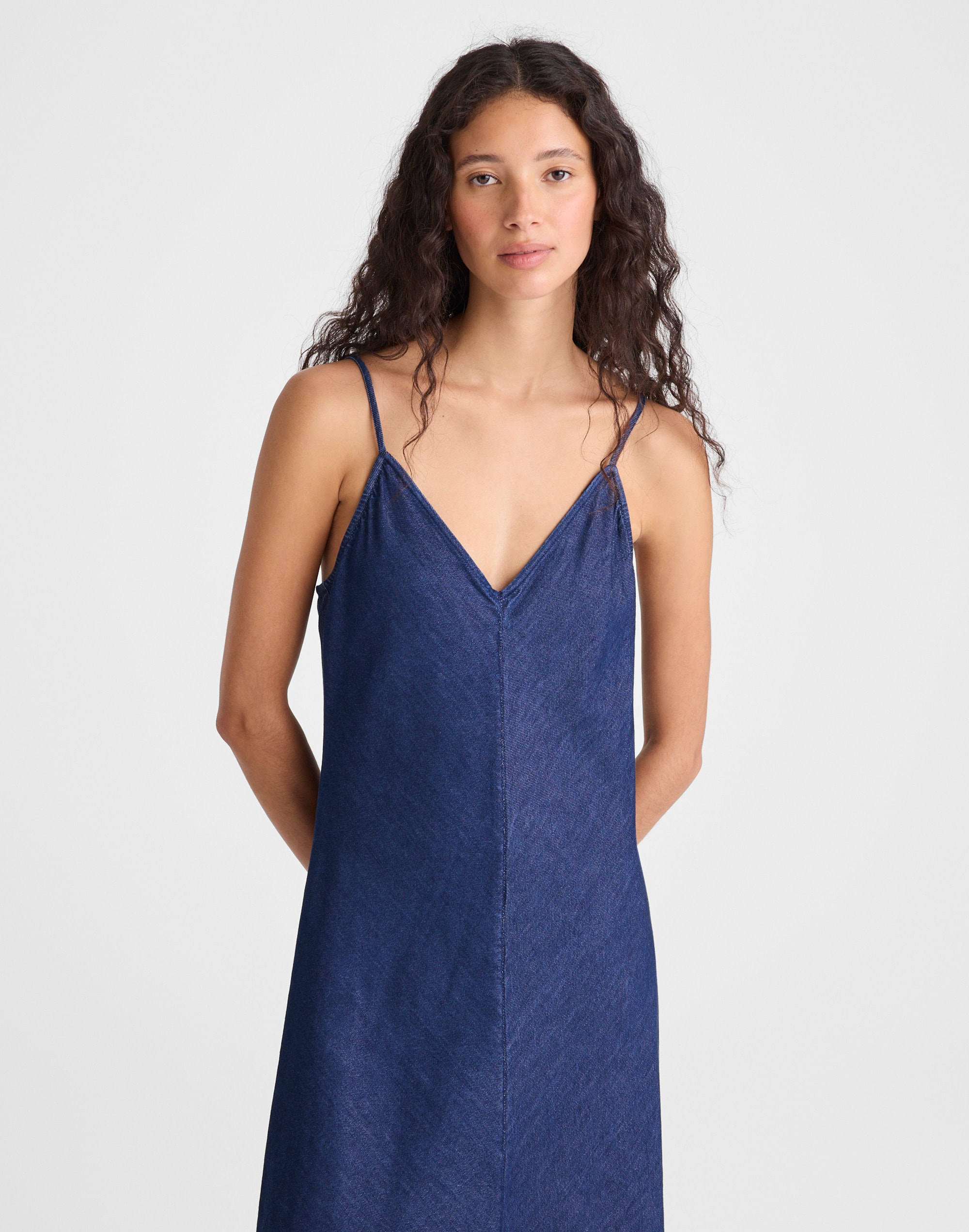 Airy Denim Maxi Slip Dress