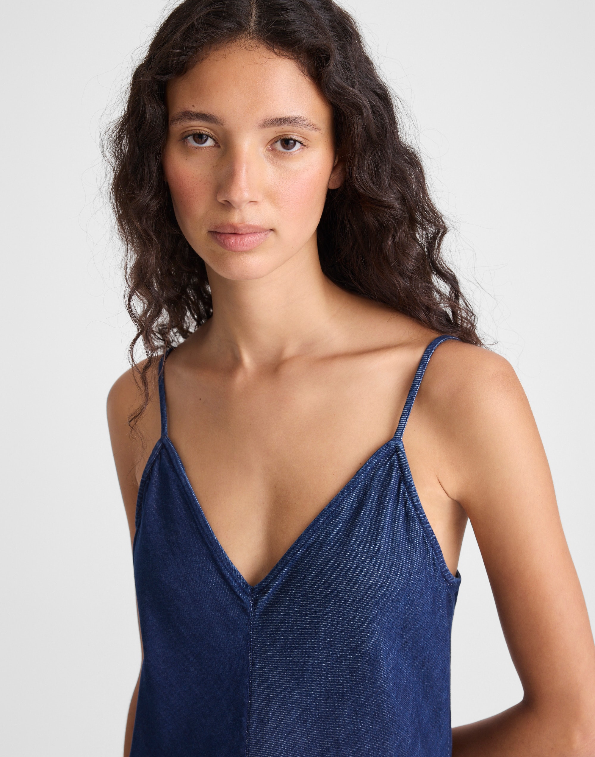 Airy Denim Maxi Slip Dress