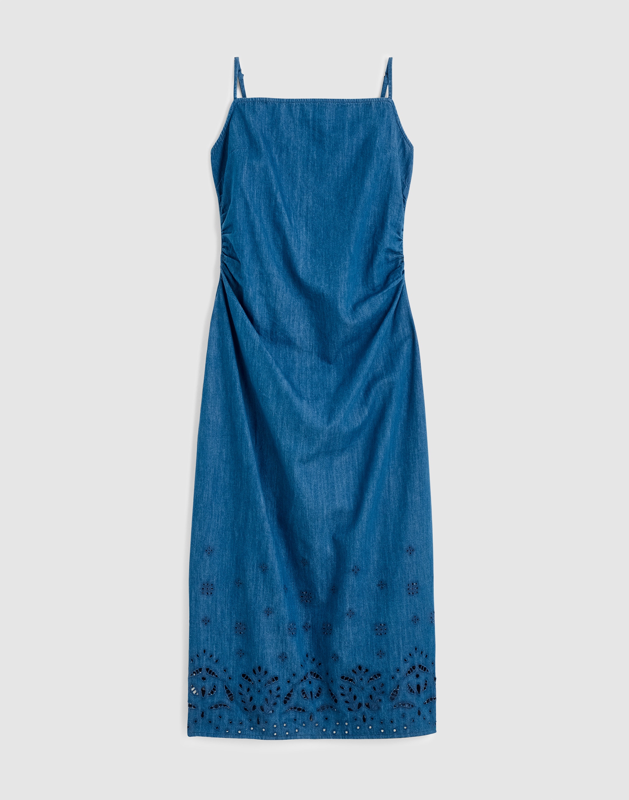 Denim Eyelet Midi Dress