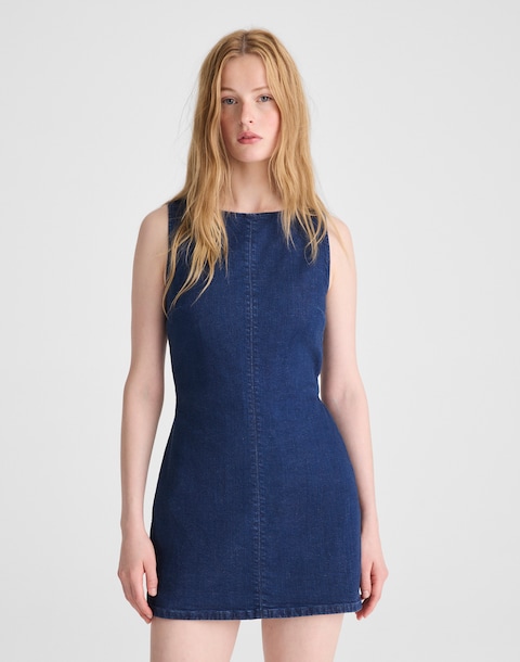 madewell jean dress Denim A-Line Sleeveless Mini in Fitzgerald Wash Women's : 14 3% LYCRA Alexa Chung for Madewell Denim