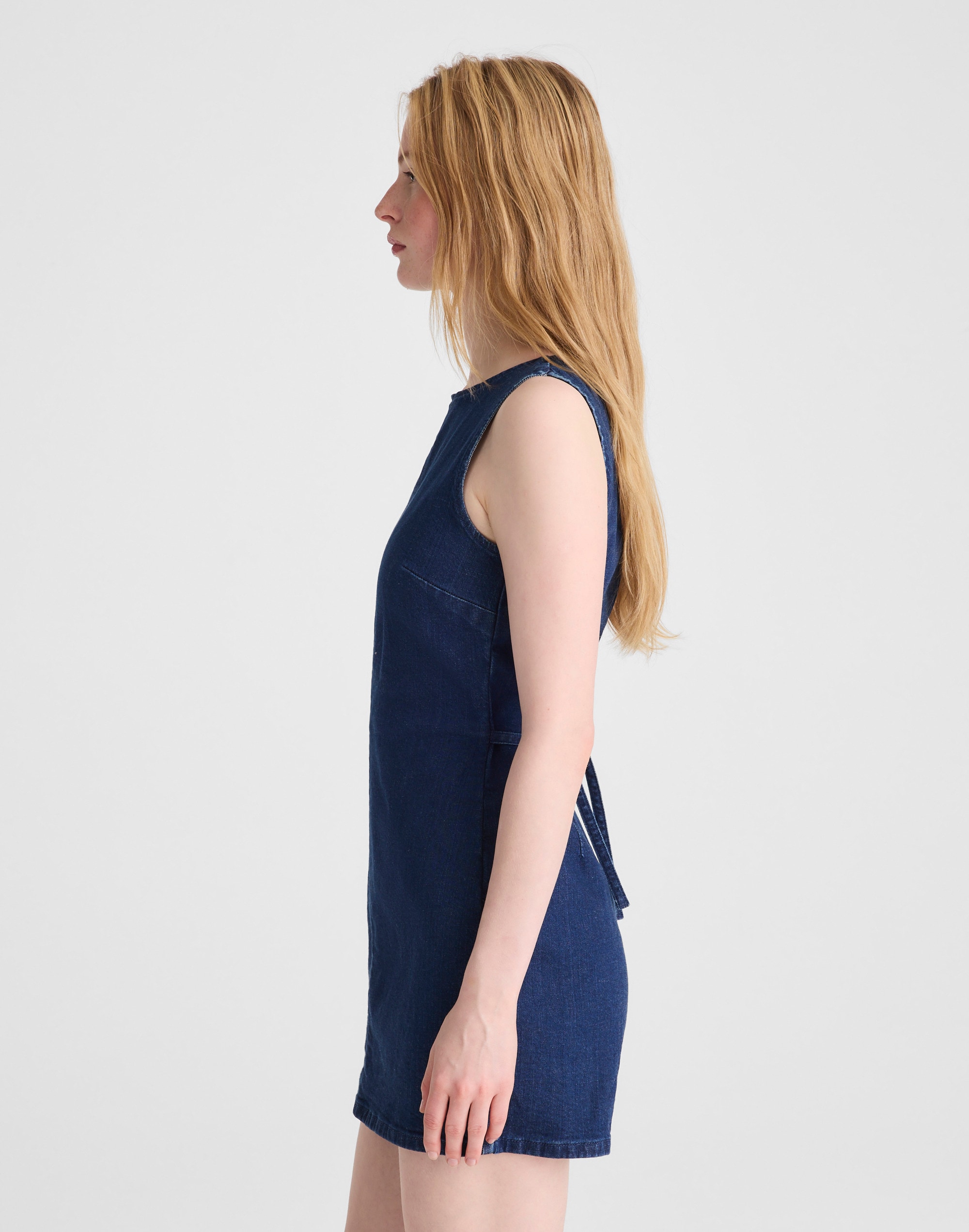Denim Boatneck Skort Romper