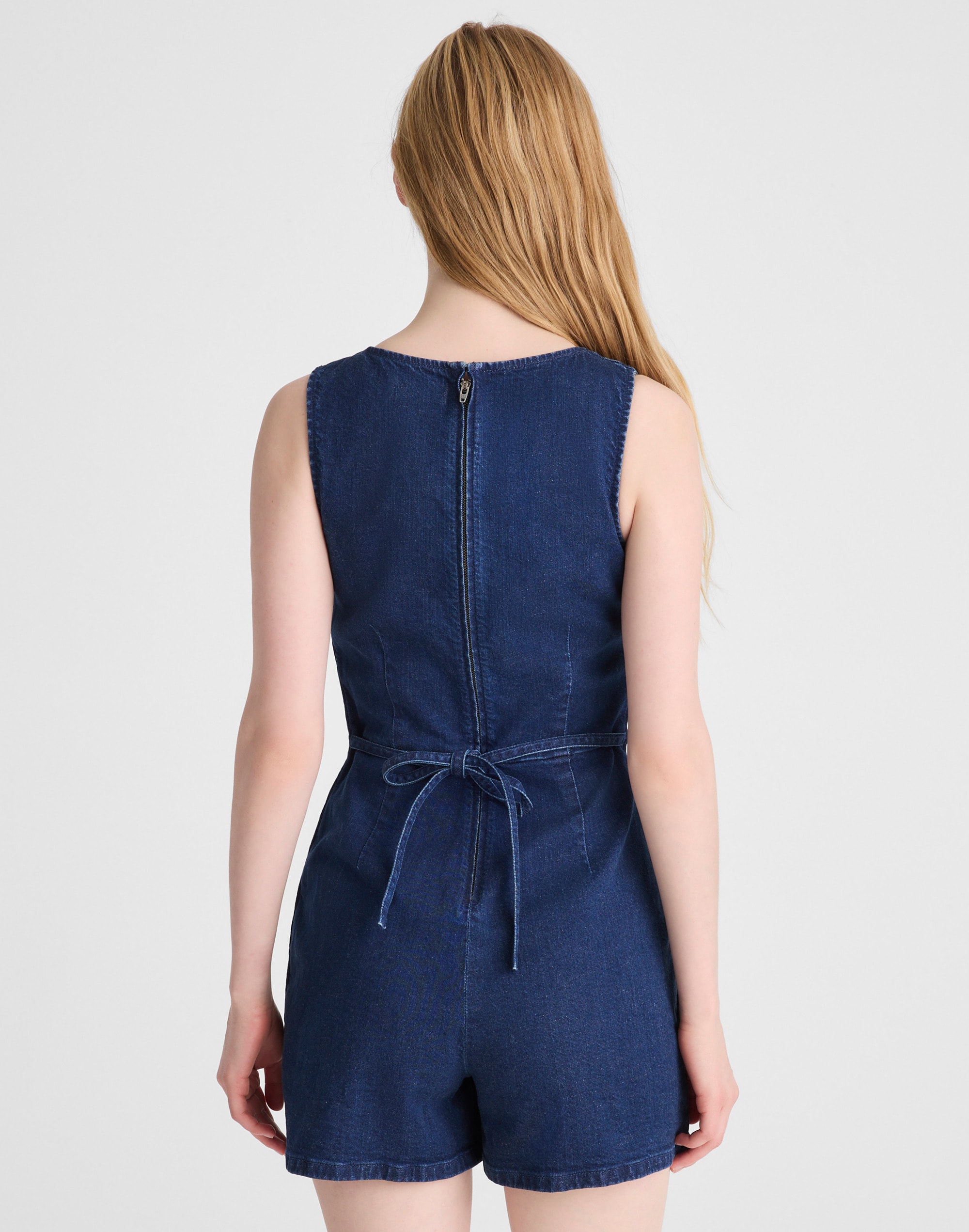Denim Boatneck Skort Romper