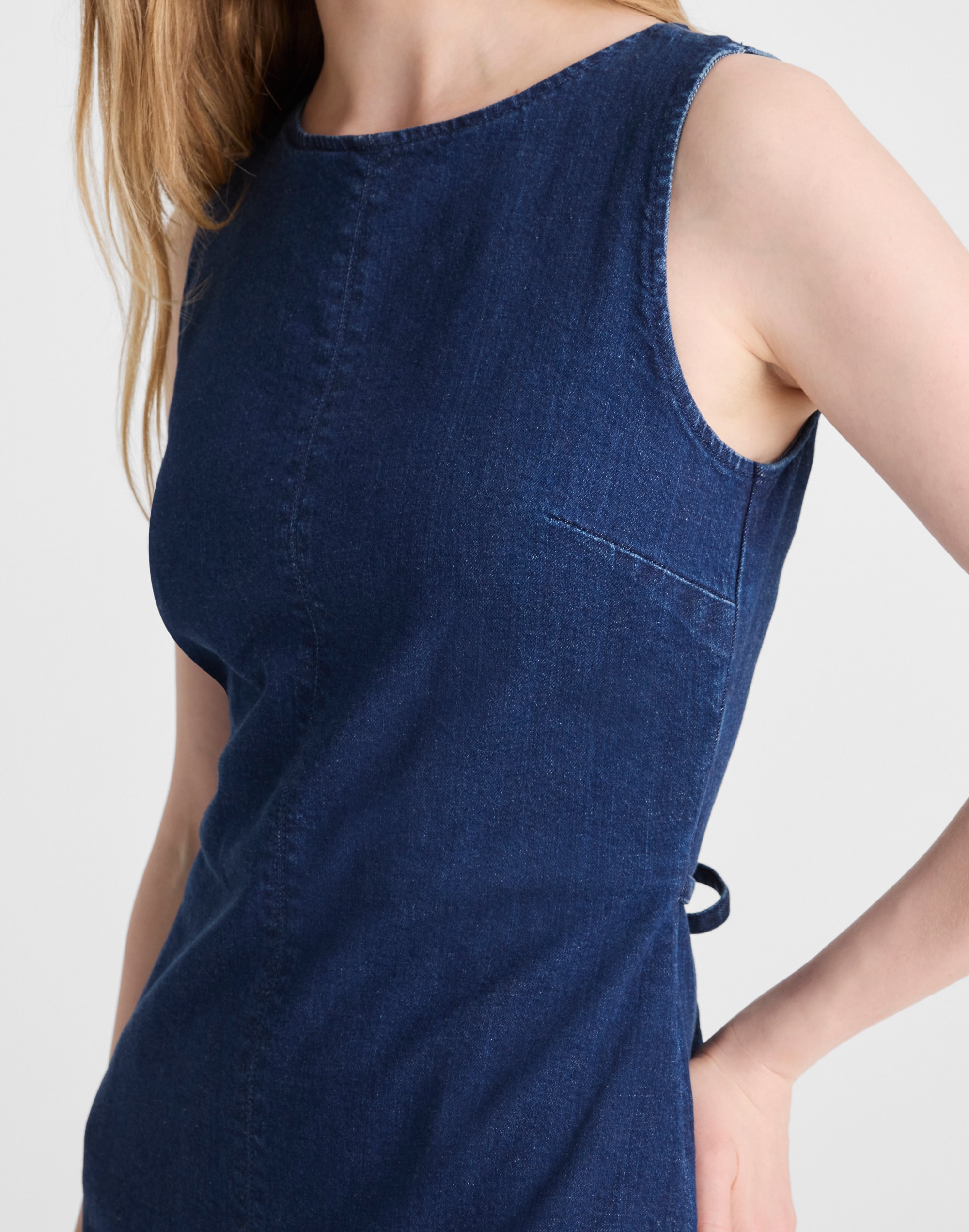 Denim Boatneck Skort Romper