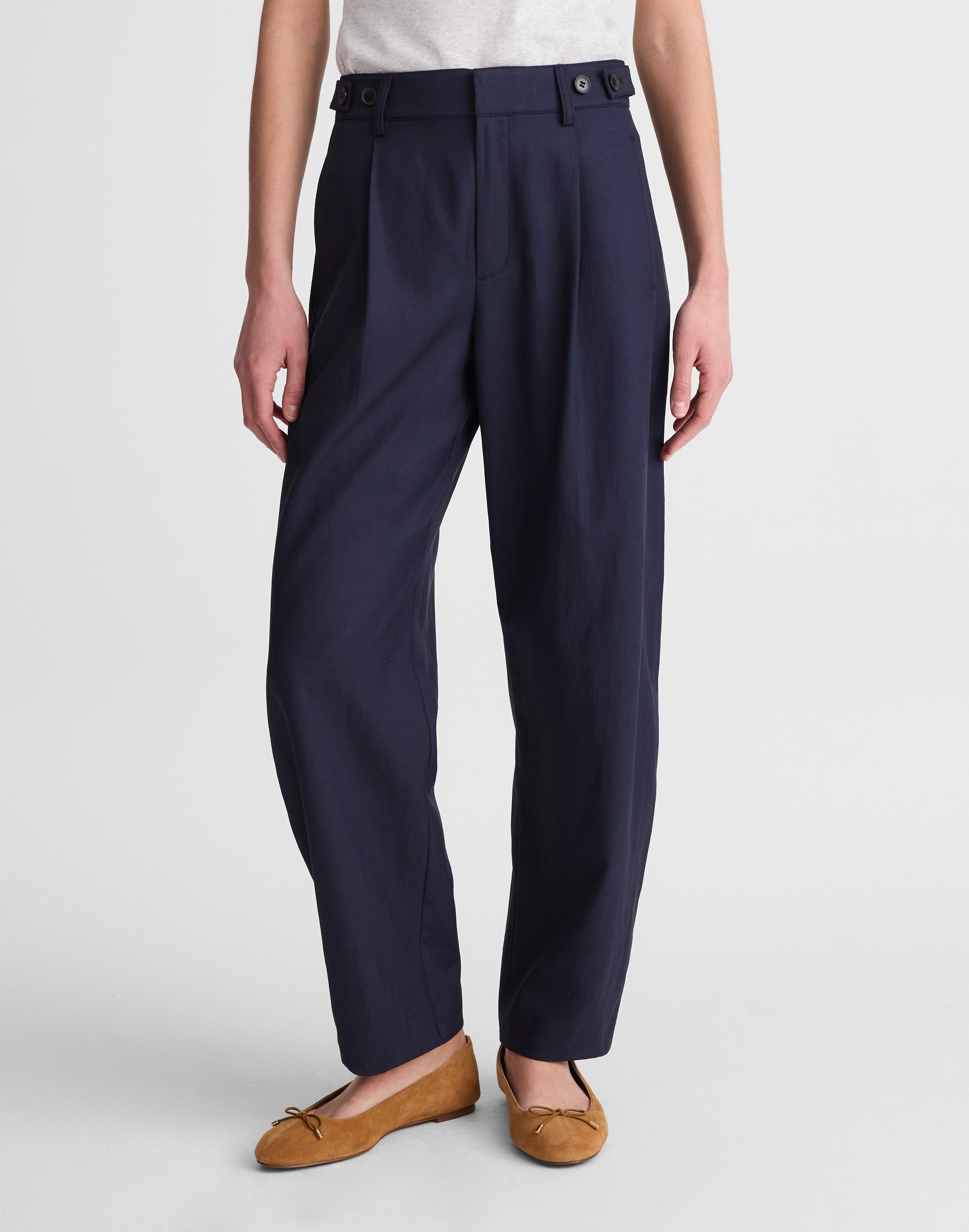 The Barrel-Leg Trouser in Drapey Twill